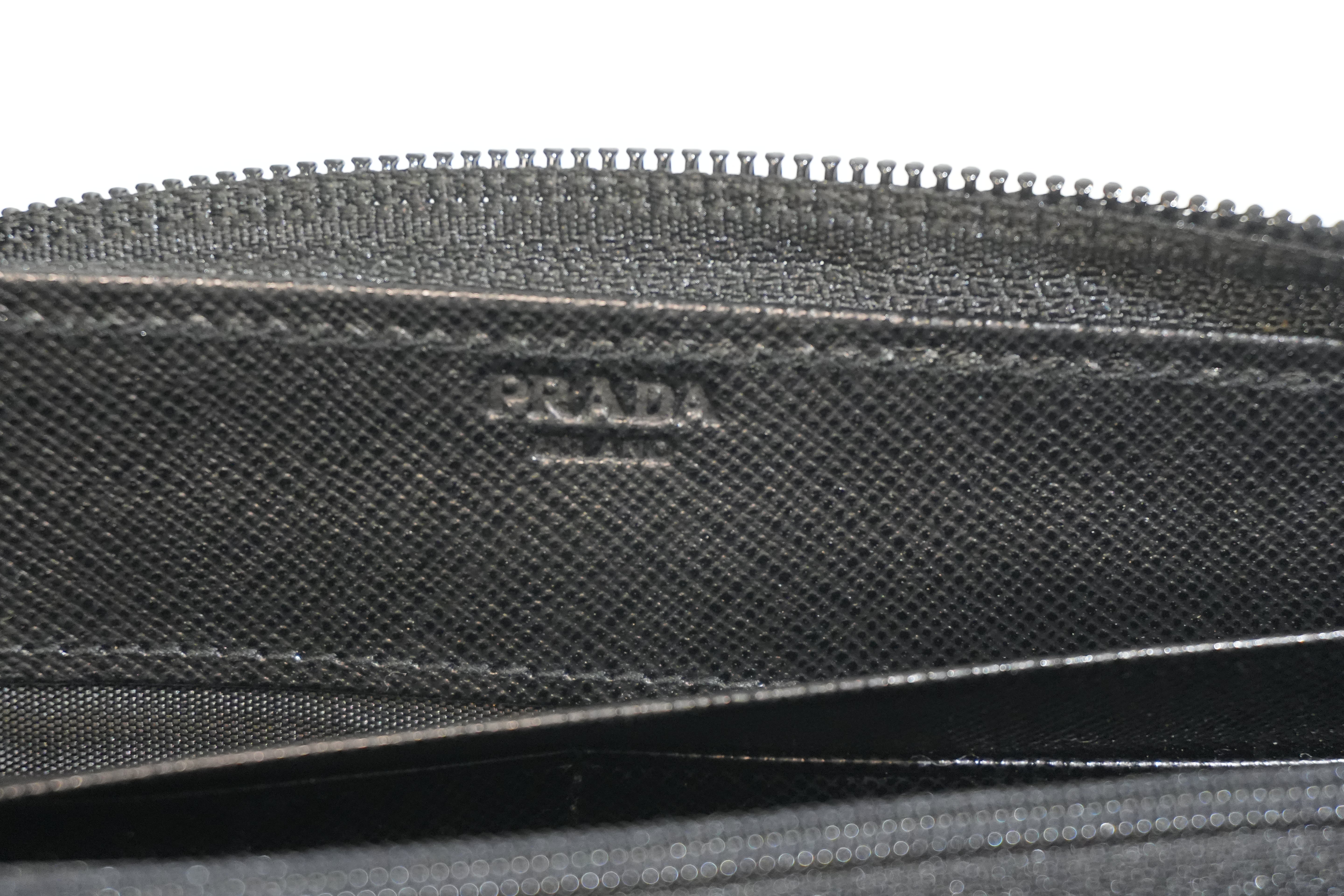 Pre-owned Prada Nylon Zippy Long Wallet Black