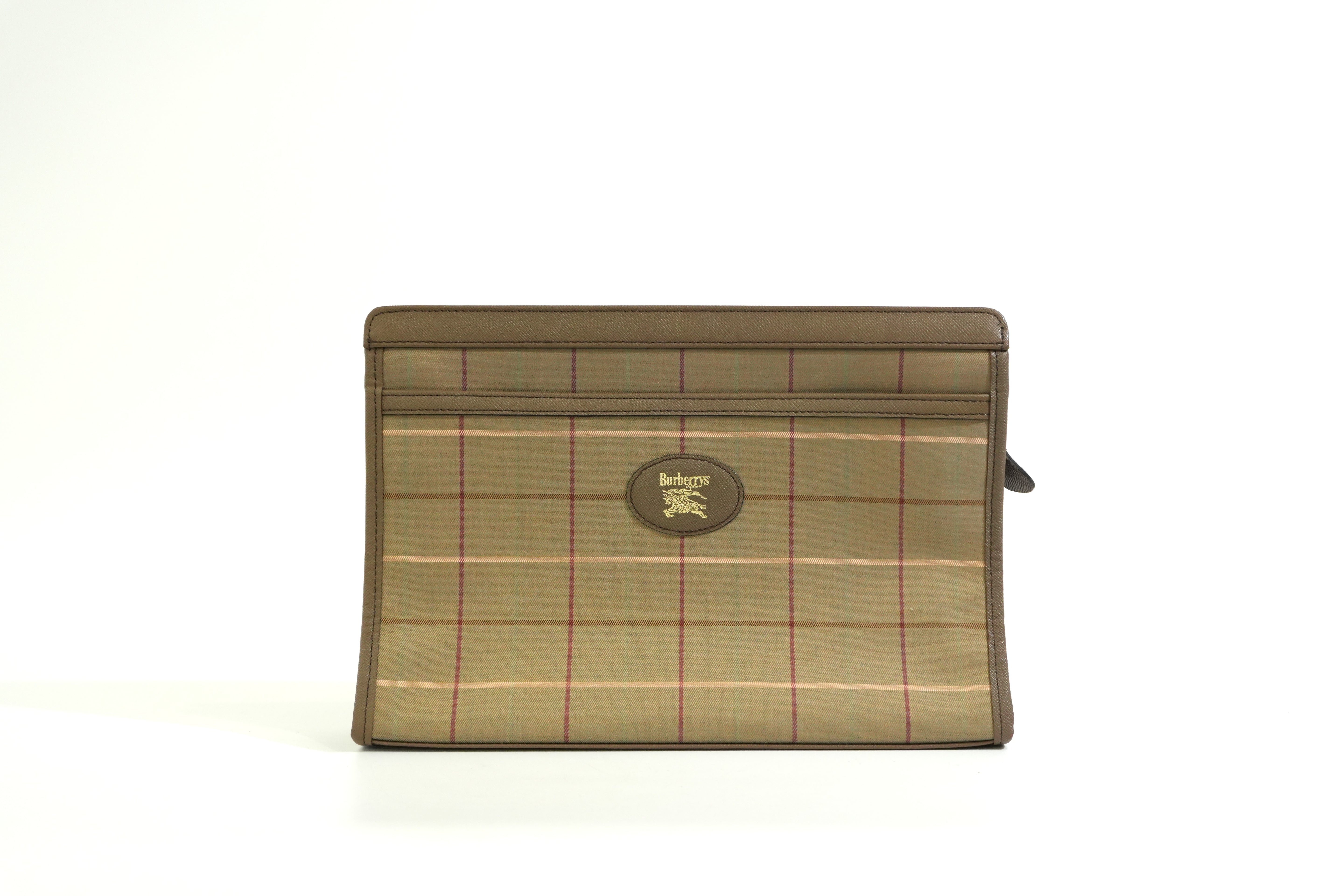 Pre-owned Burberry Nova Check Clutch Bag Green