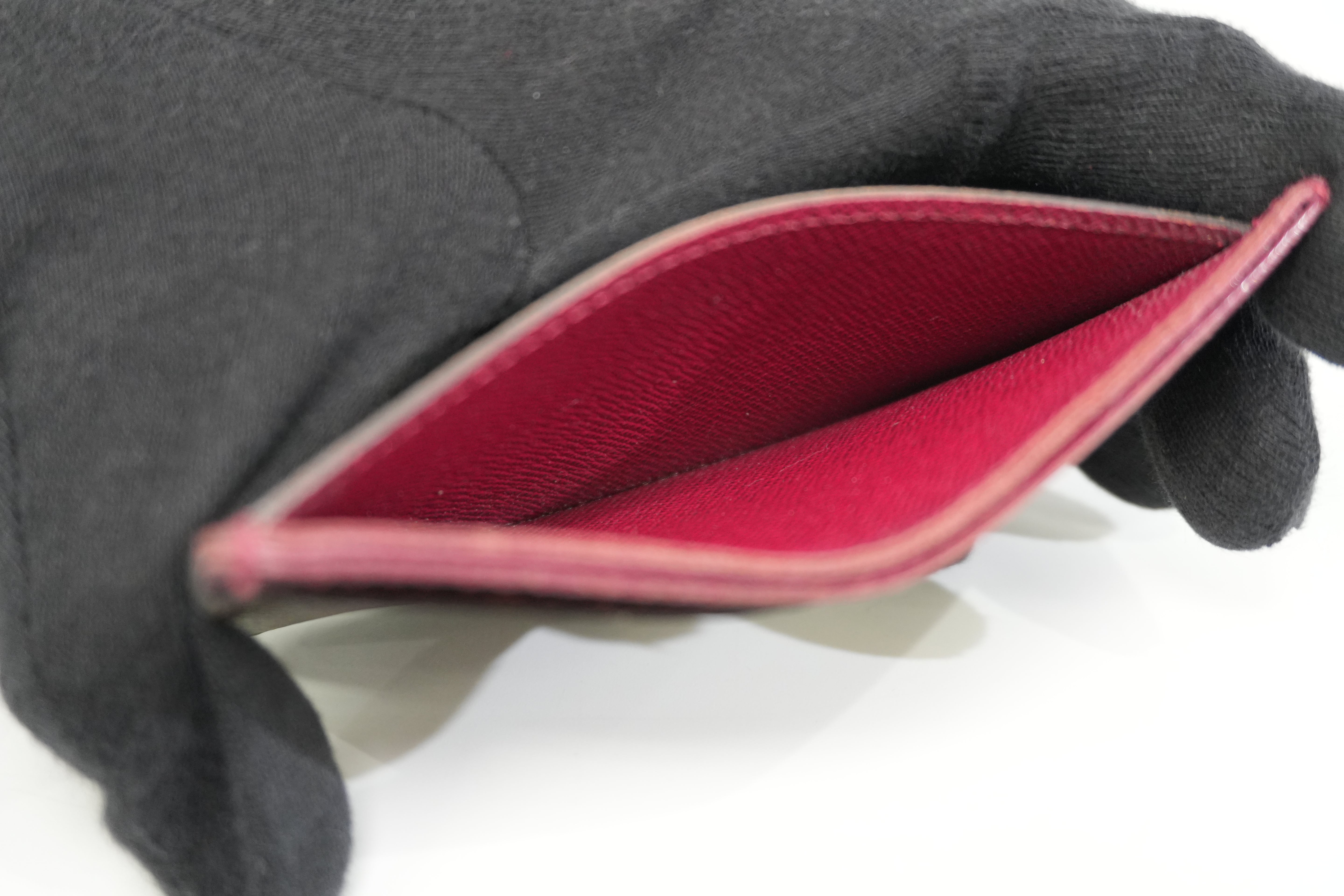 Pre-owned Louis Vuitton Monogram Card Case Rauge Fauviste