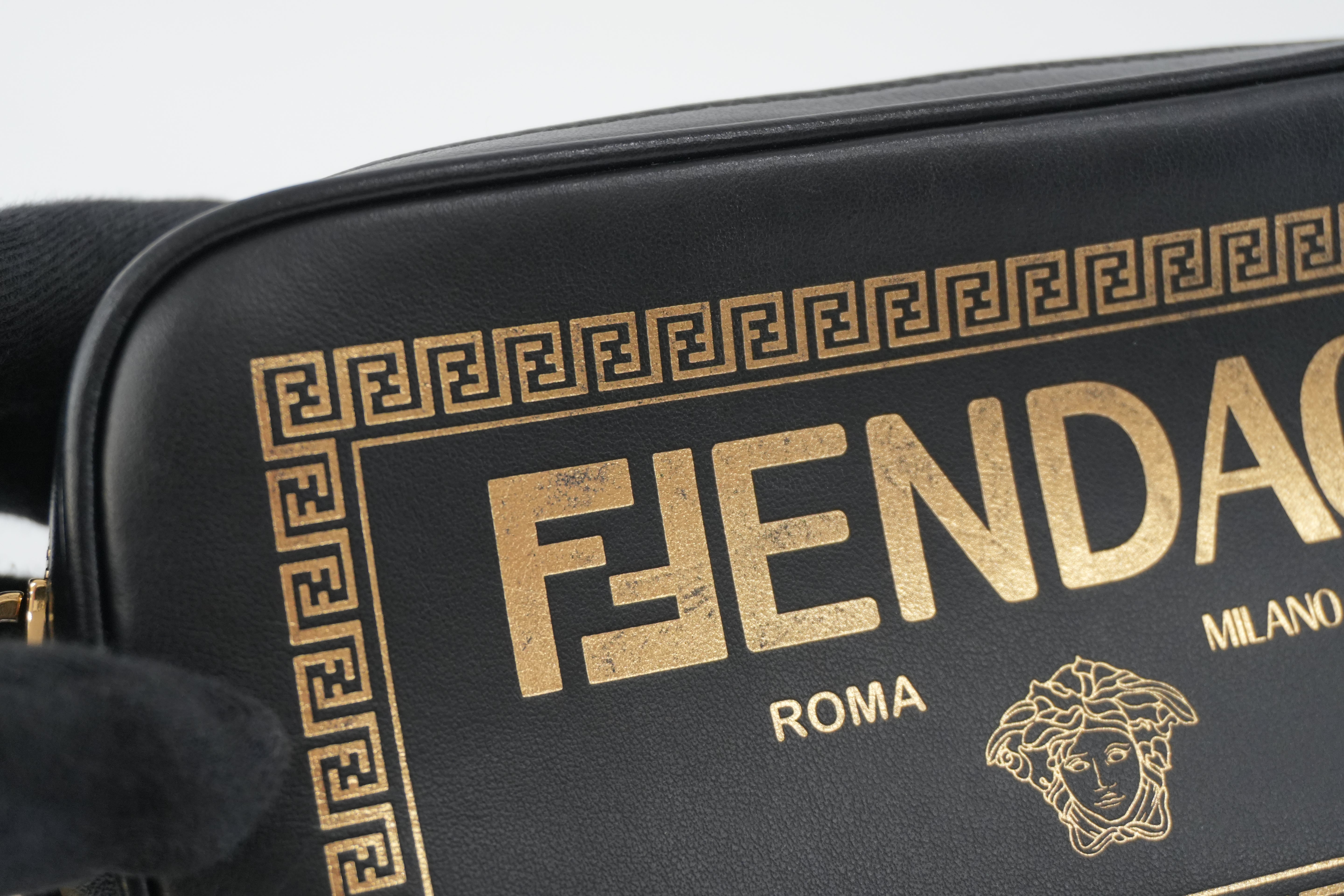 Fendace (Fendi and Versace) Shoulder Bag Leather Black Used