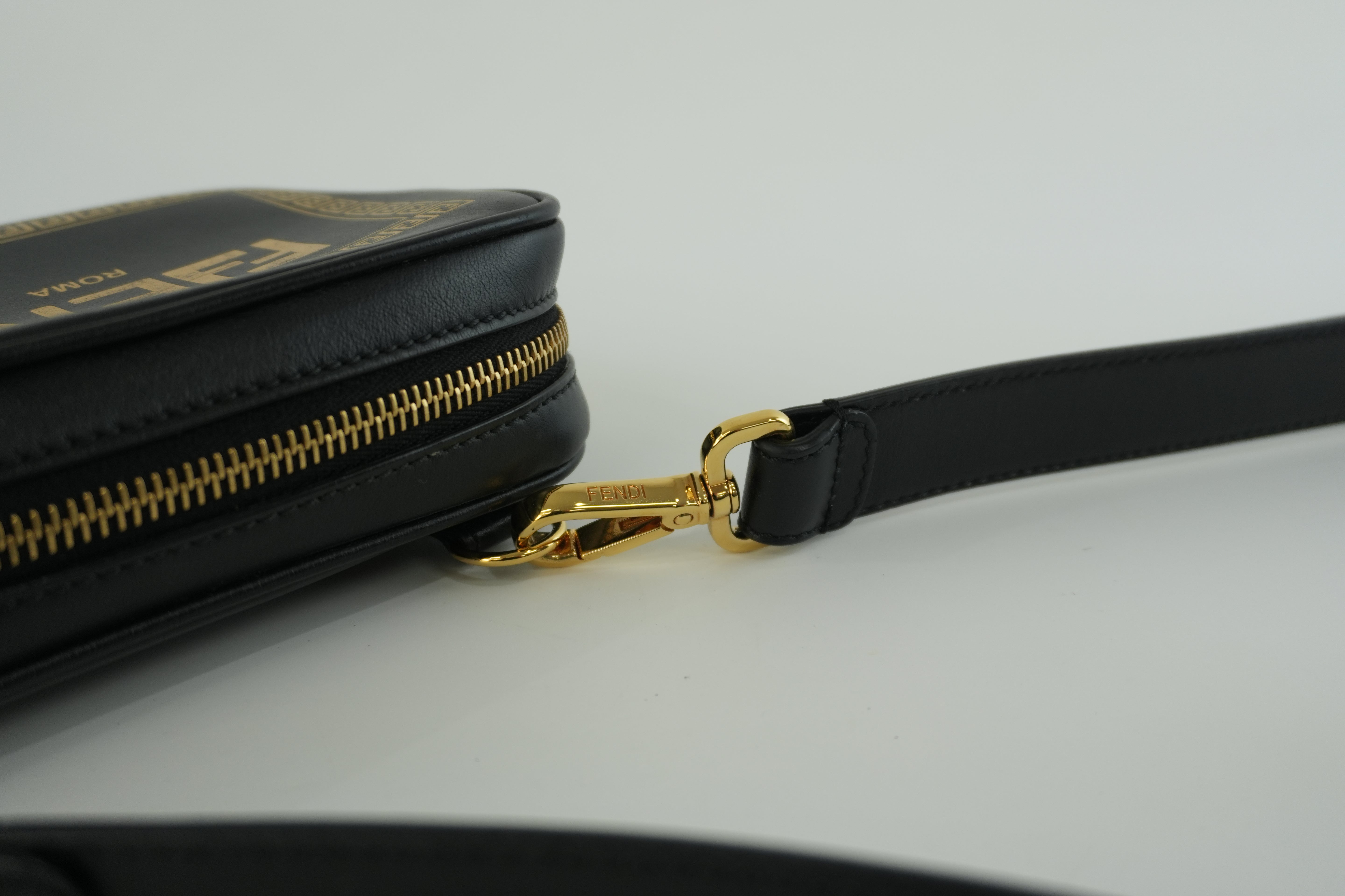 Fendace (Fendi and Versace) Shoulder Bag Leather Black Used