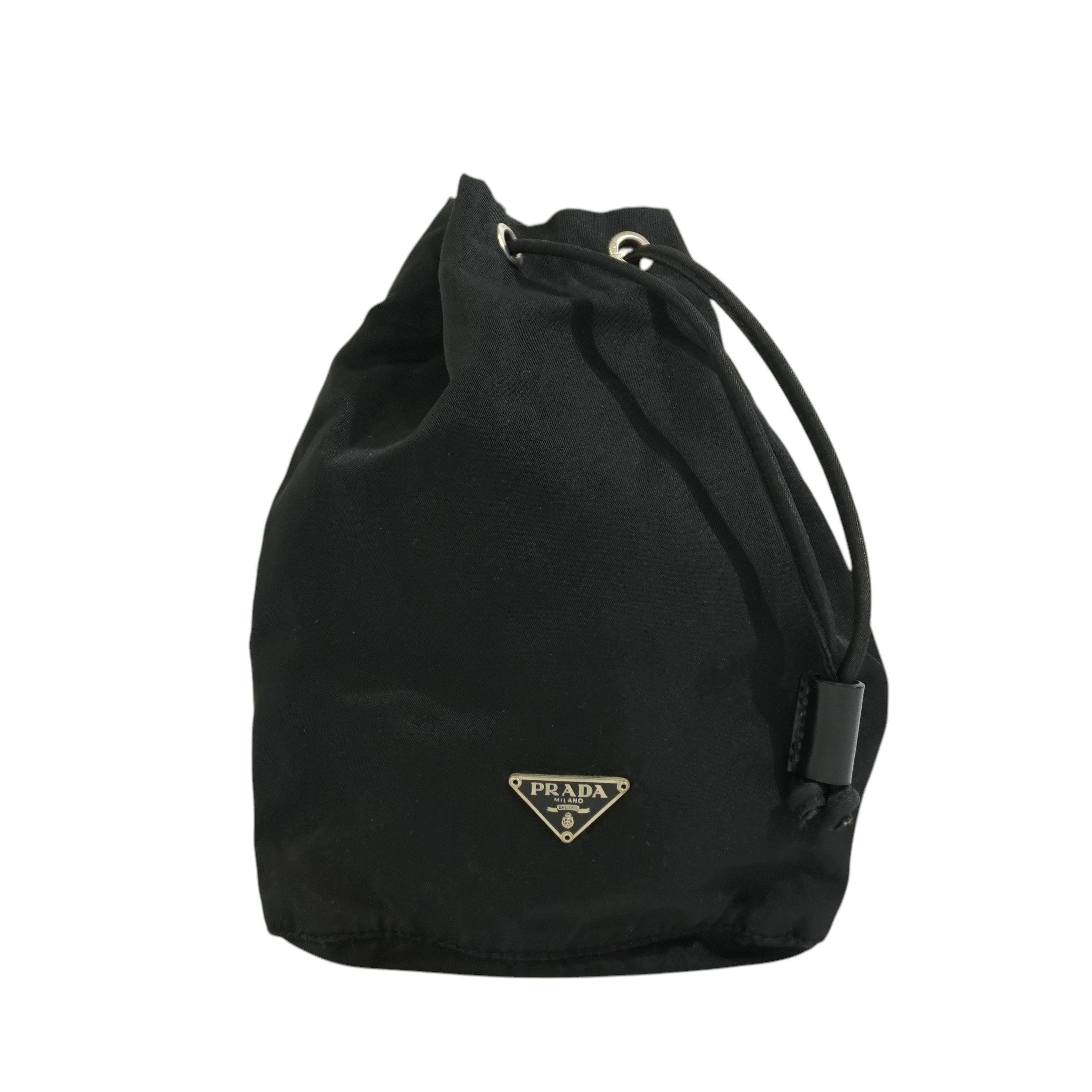 Pre-owned Prada Drawstring Bucket Style Pouch Black