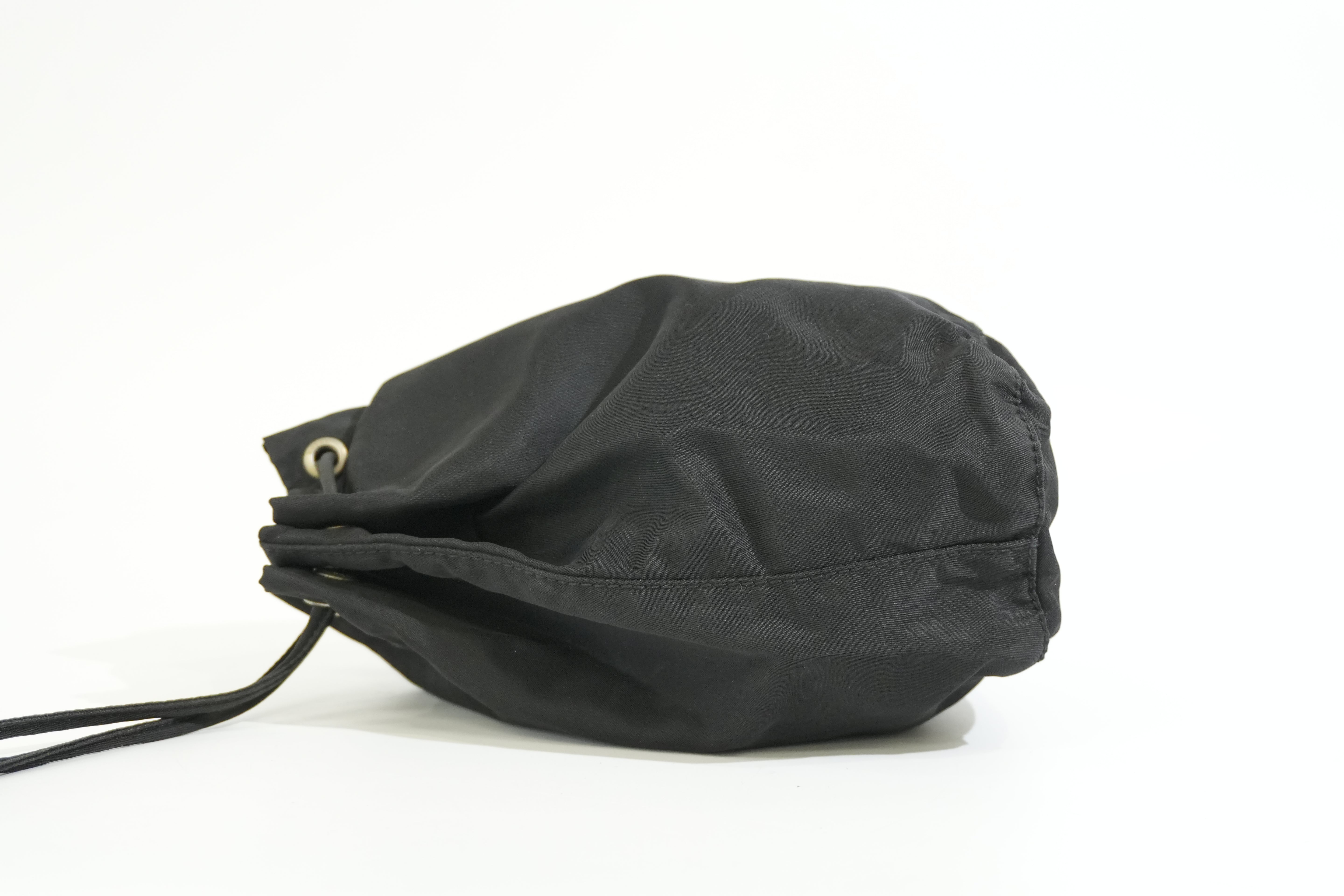 Pre-owned Prada Drawstring Bucket Style Pouch Black