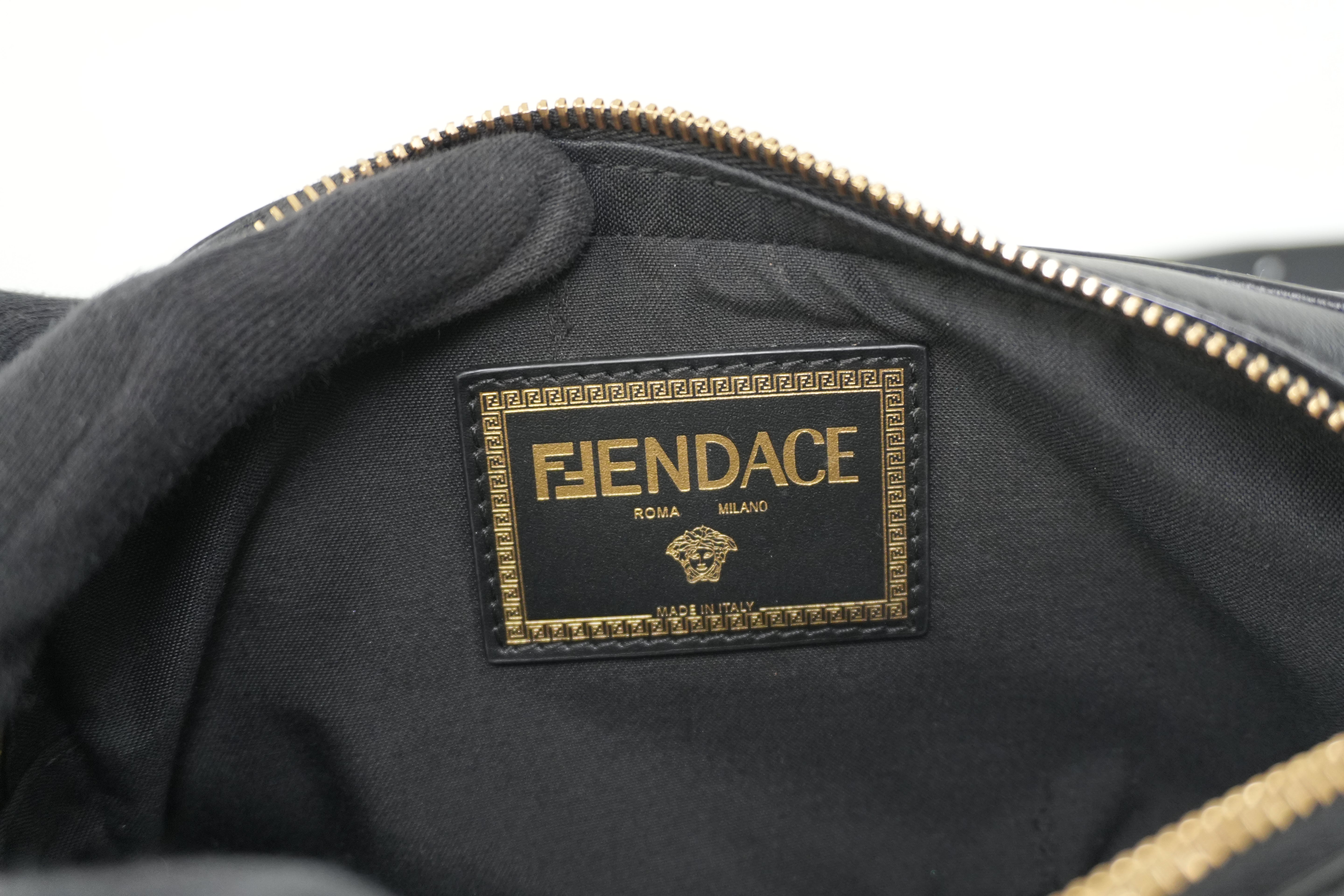 Fendace (Fendi and Versace) Shoulder Bag Leather Black Used