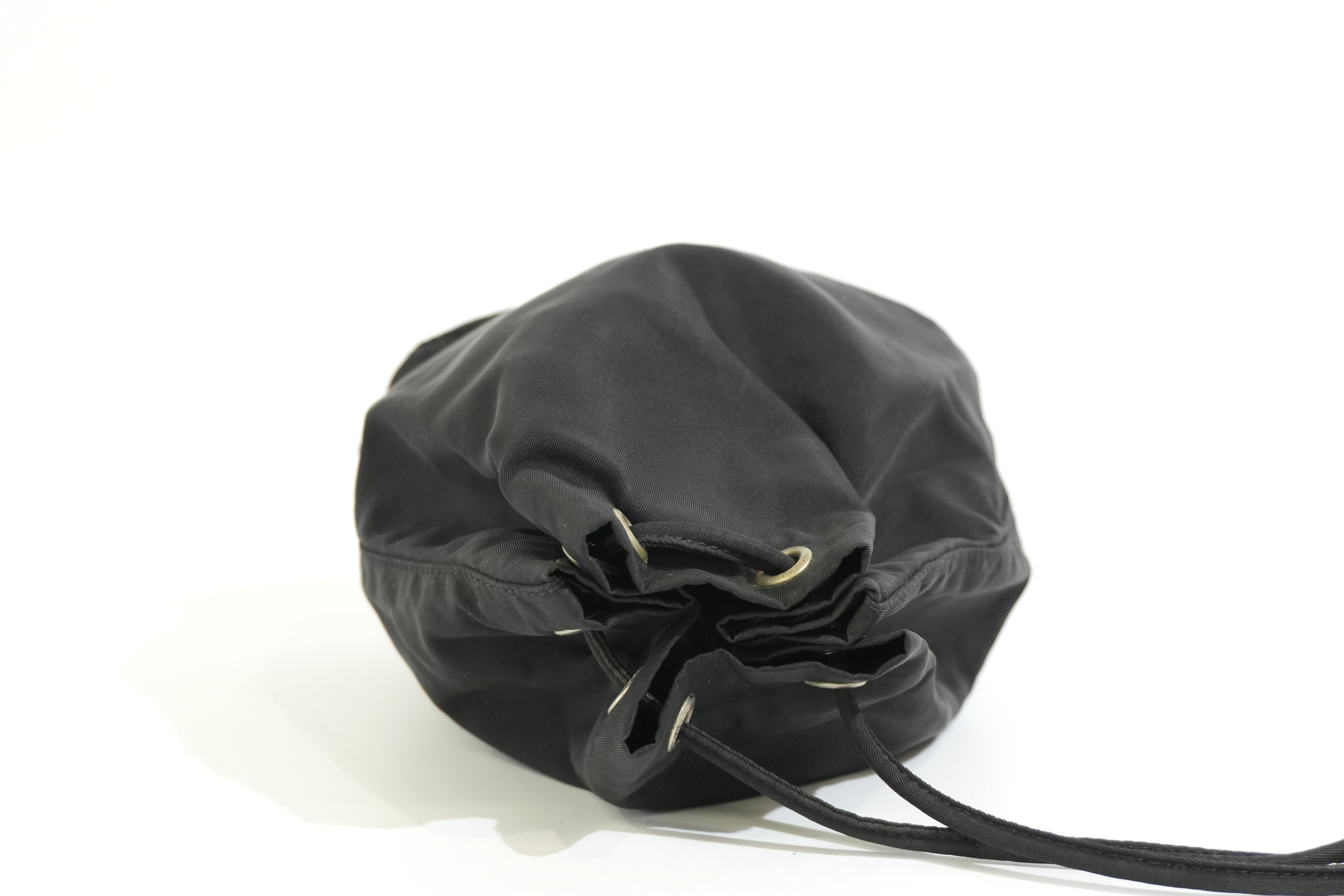Pre-owned Prada Drawstring Bucket Style Pouch Black