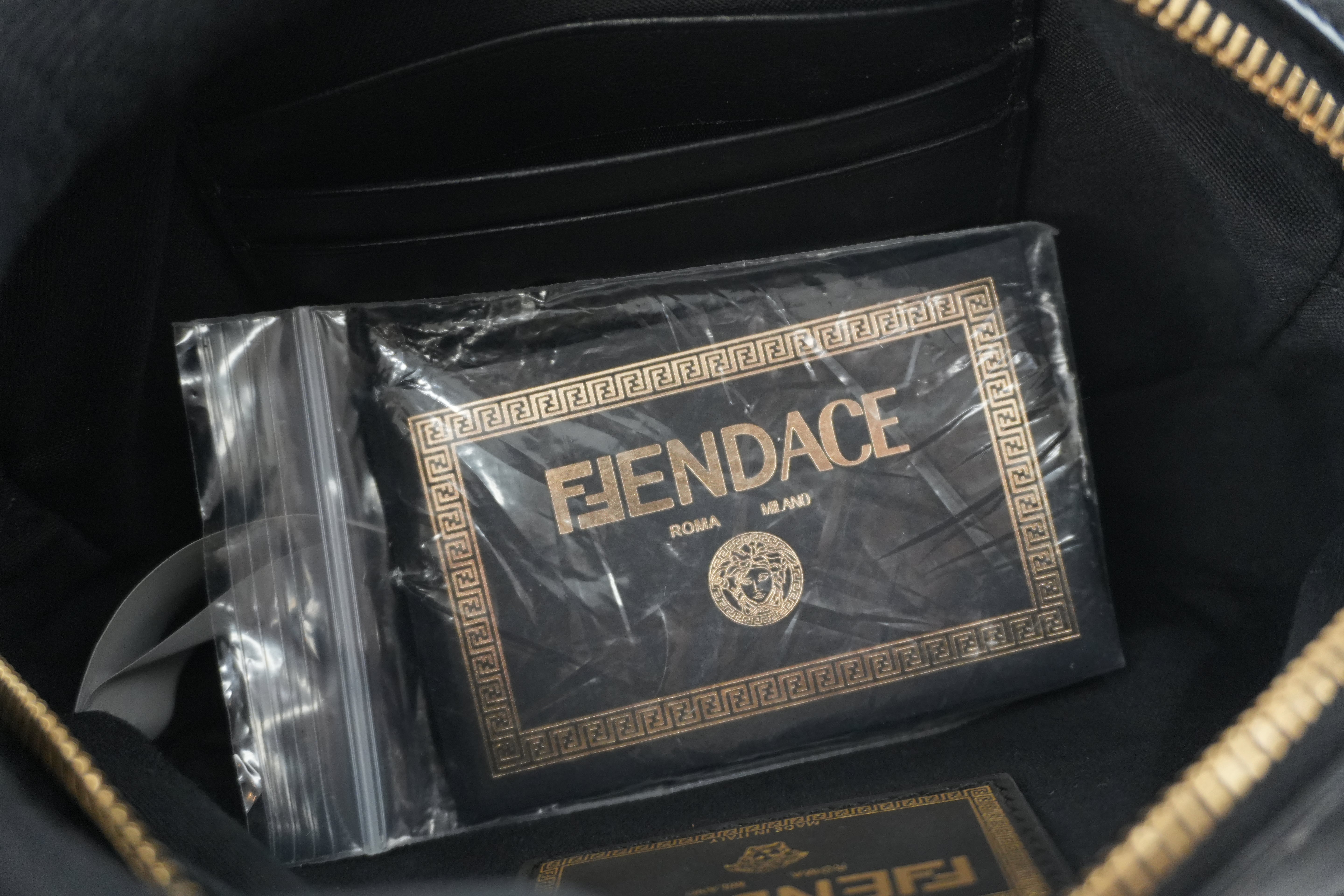 Fendace (Fendi and Versace) Shoulder Bag Leather Black Used