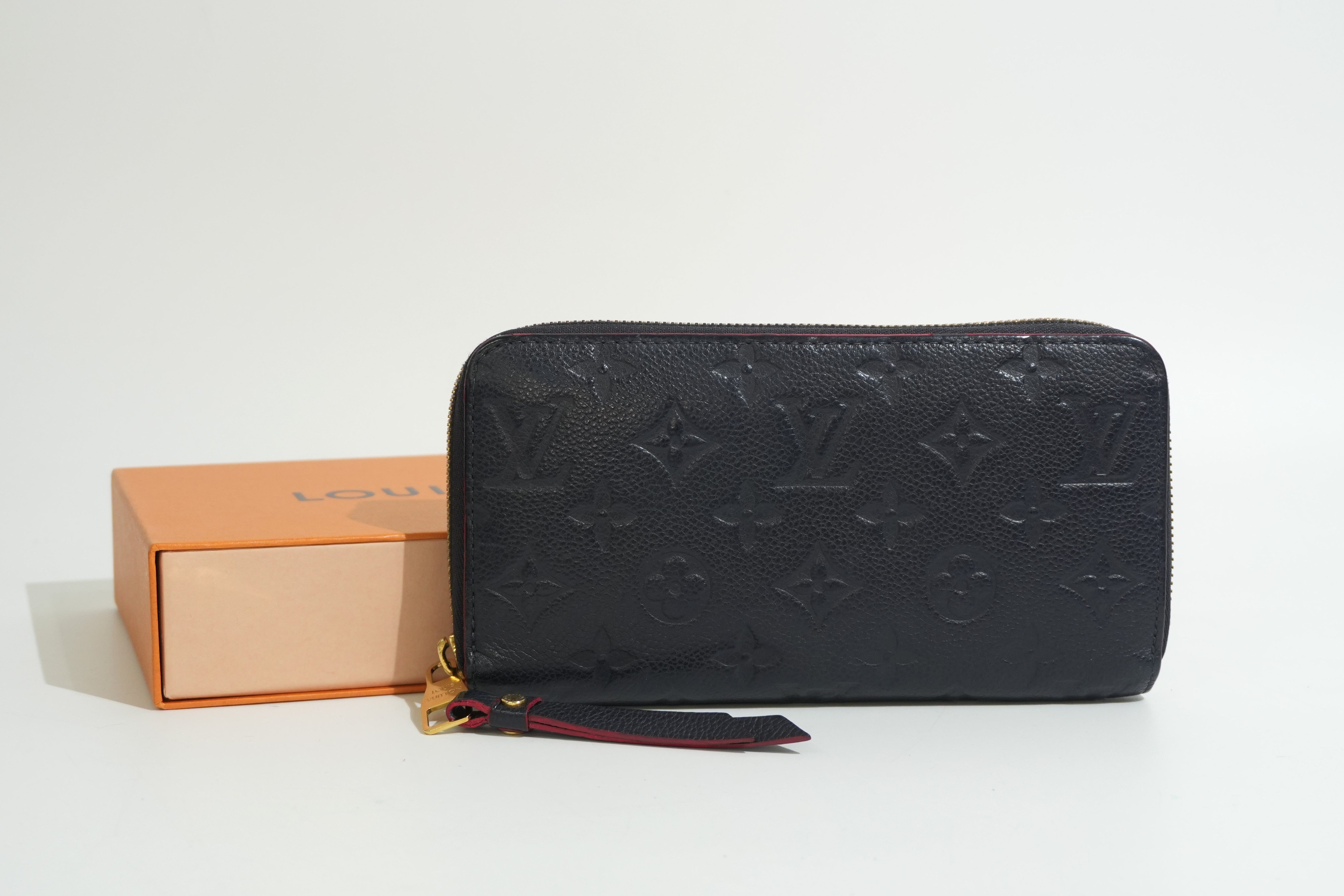 Pre-owned Louis Vuitton Leather Empriente Zippy Long Wallet Navy Blue