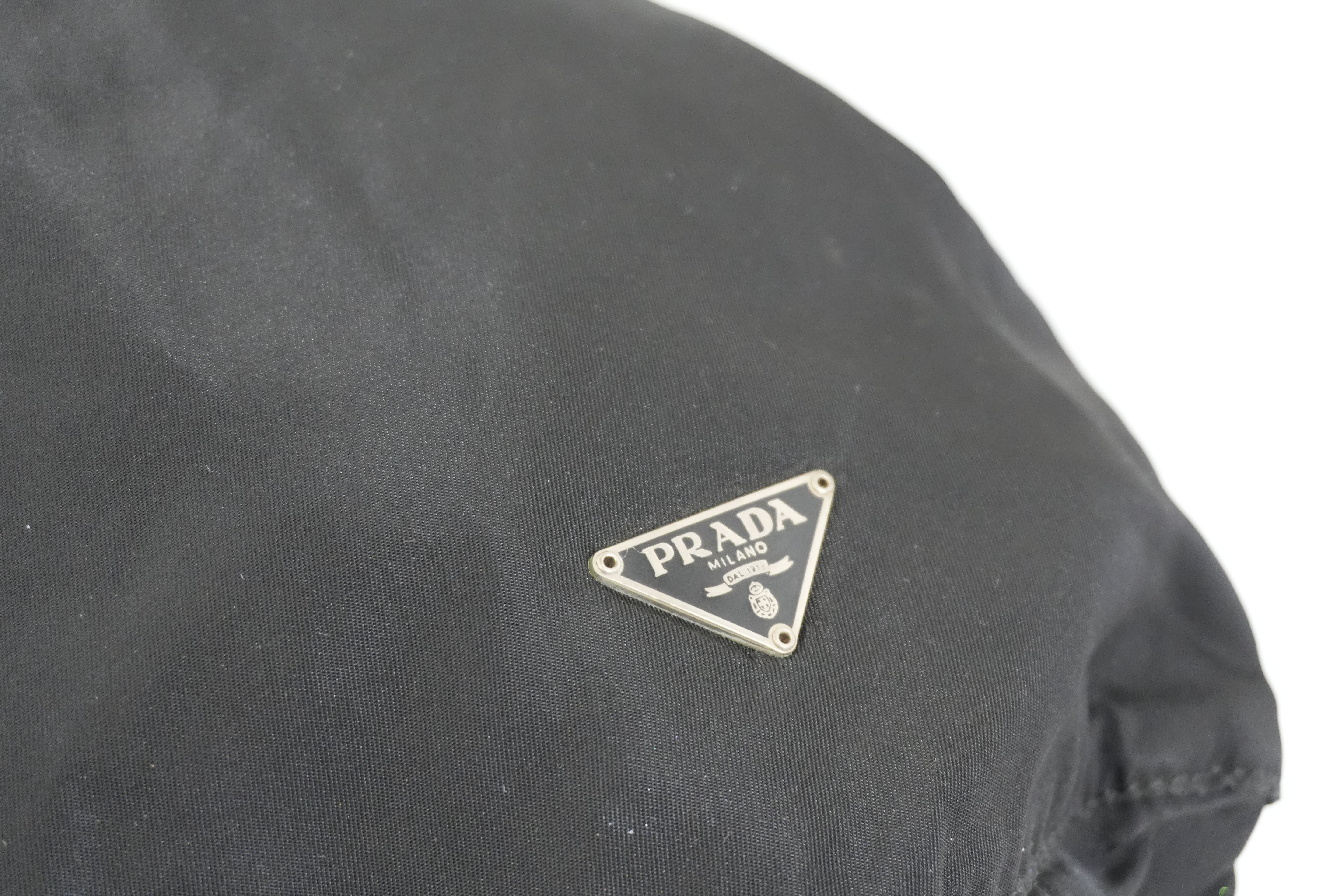 Pre-owned Prada Drawstring Bucket Style Pouch Black