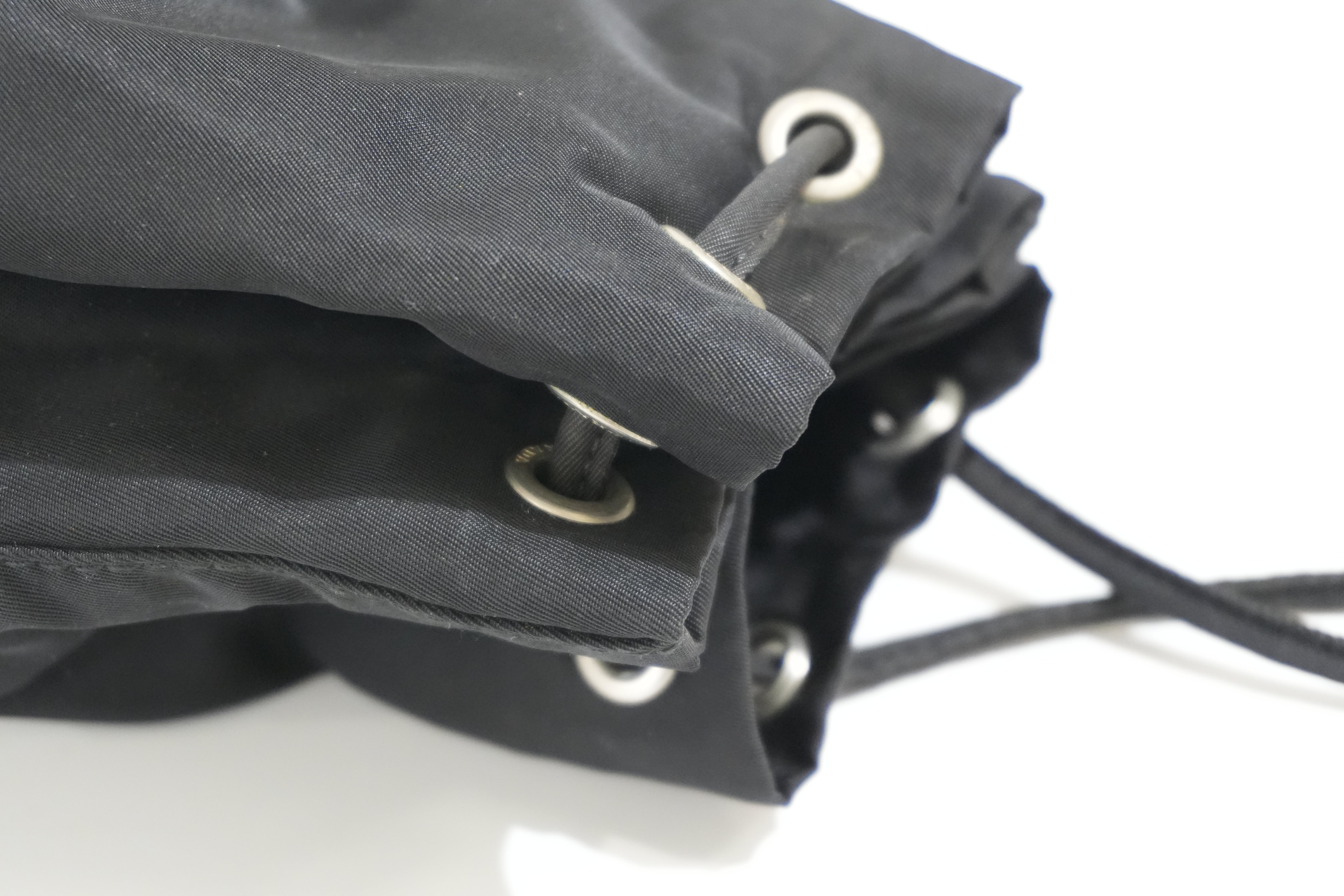 Pre-owned Prada Drawstring Bucket Style Pouch Black