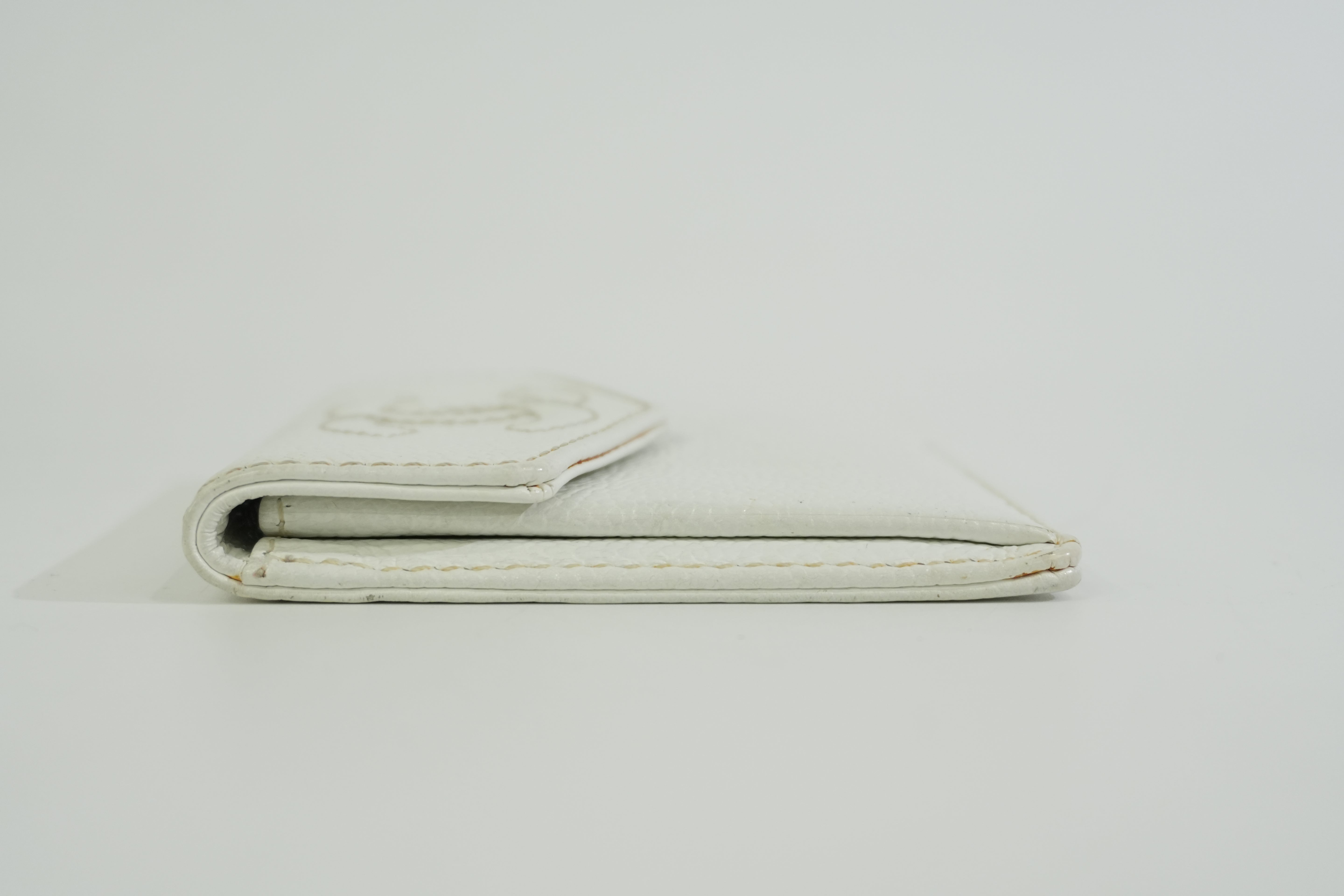 Pre-owned Chanel Caviar Skin Card Case White