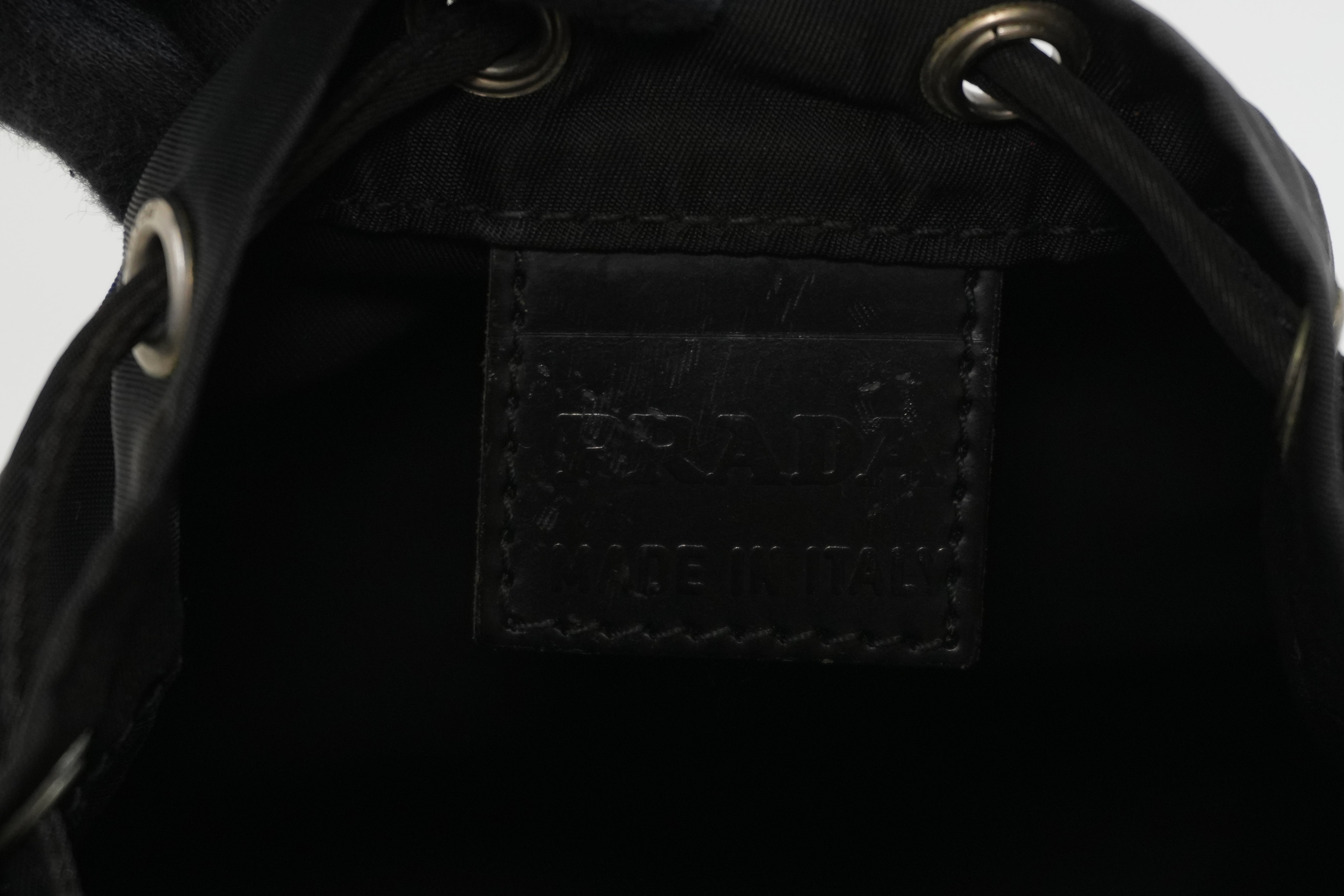 Pre-owned Prada Drawstring Bucket Style Pouch Black