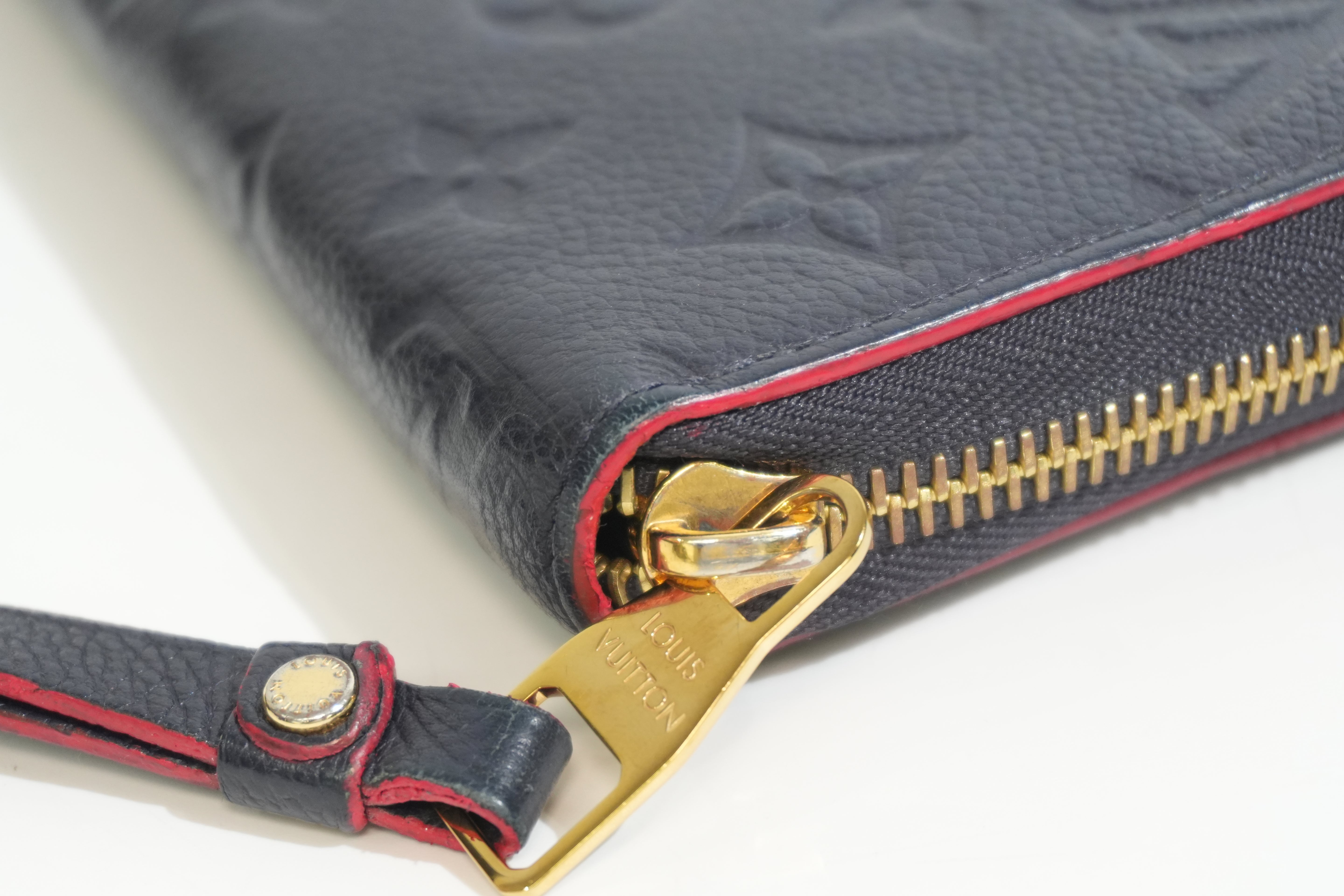 Pre-owned Louis Vuitton Leather Empriente Zippy Long Wallet Navy Blue