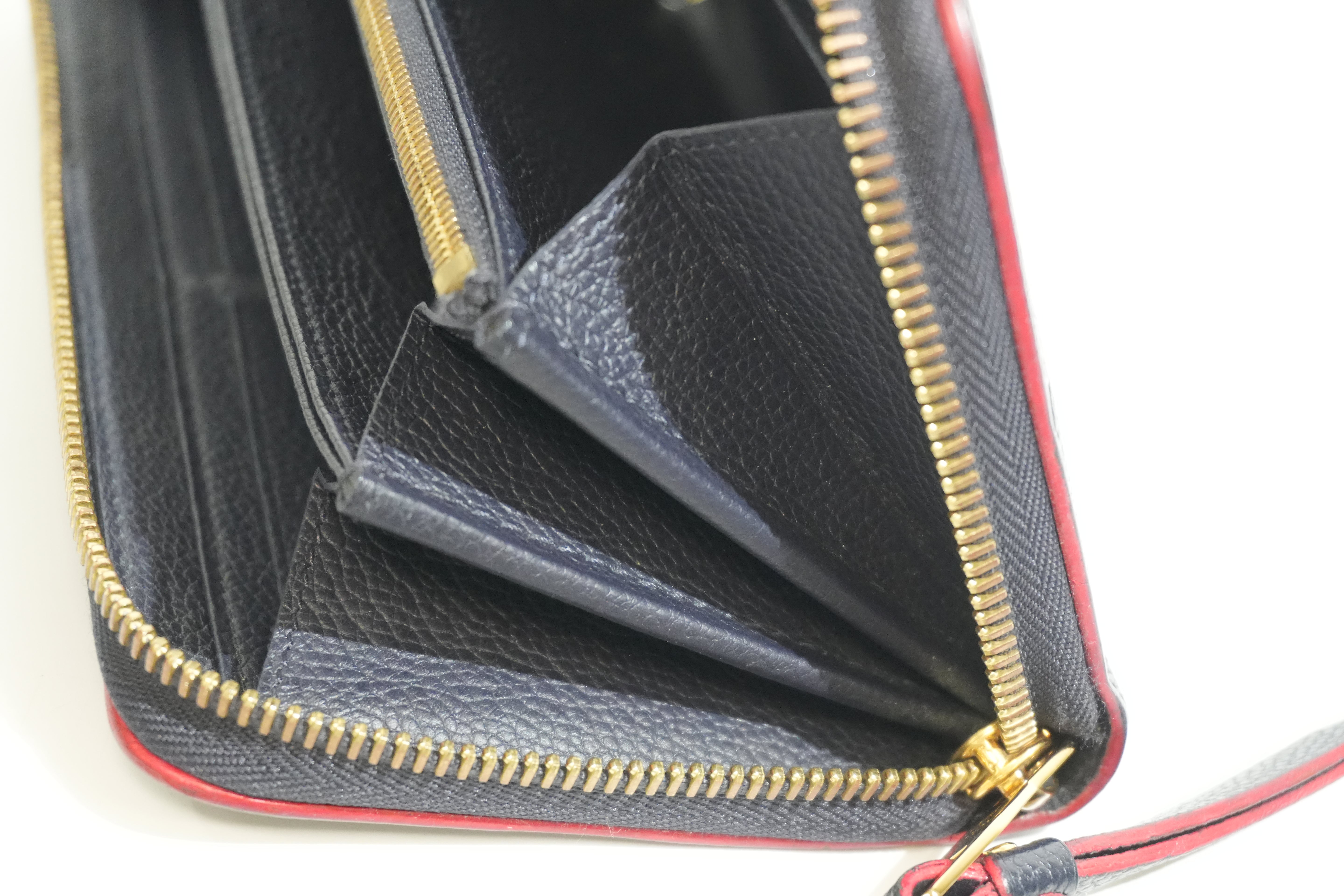 Pre-owned Louis Vuitton Leather Empriente Zippy Long Wallet Navy Blue