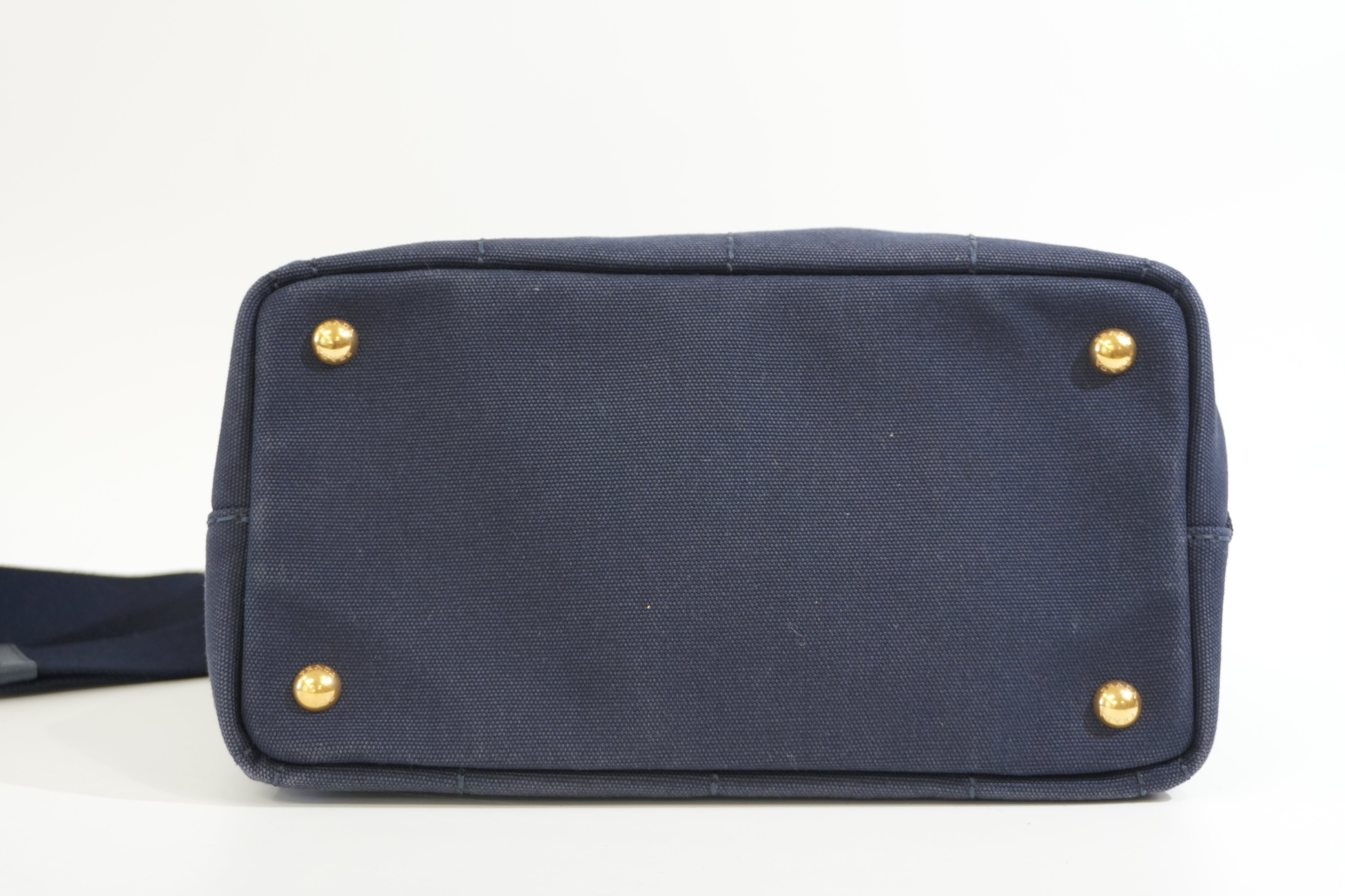 Pre-owned Prada Two Way Canapa Shoulder Navy Blue