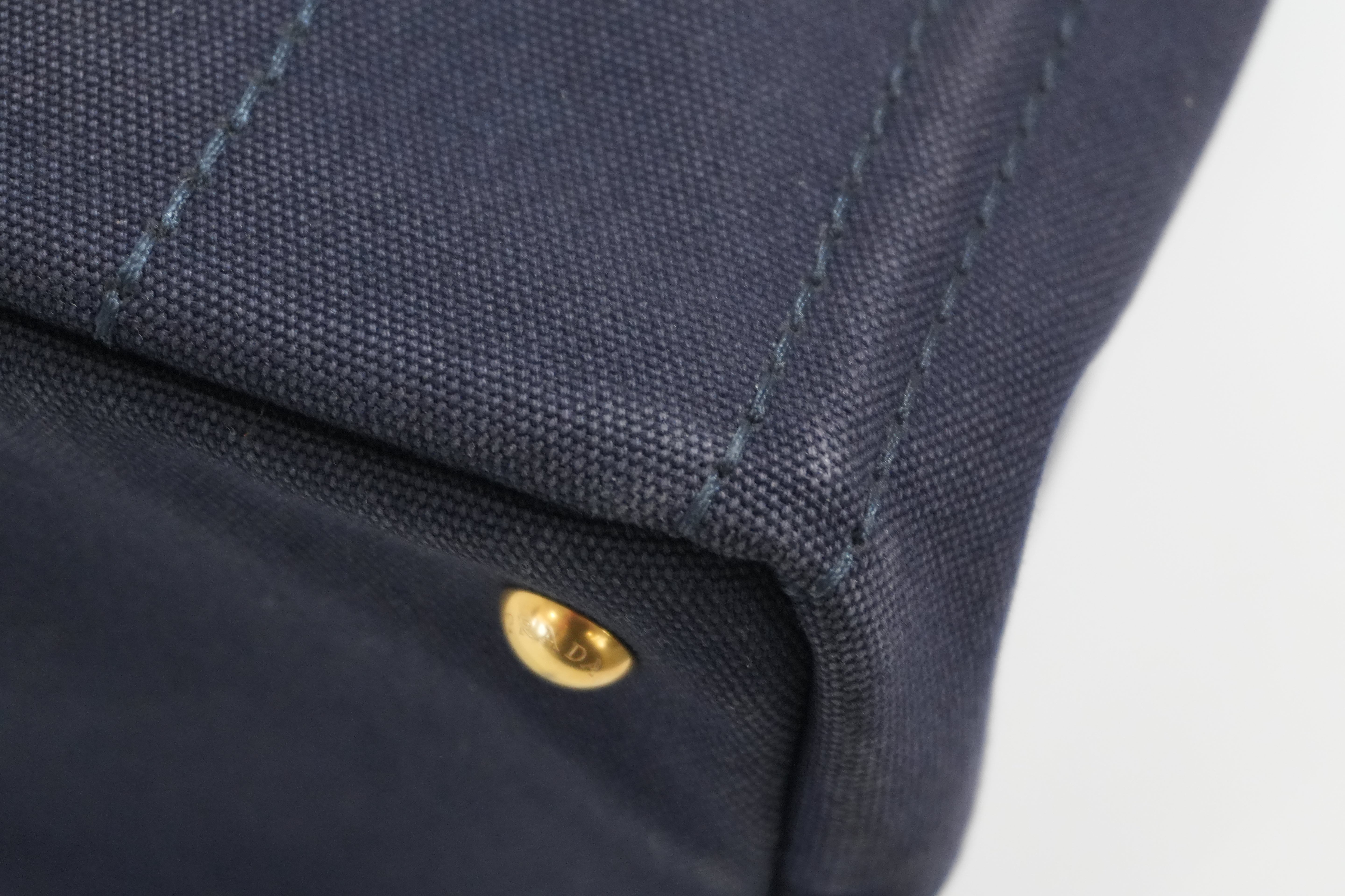 Pre-owned Prada Two Way Canapa Shoulder Navy Blue