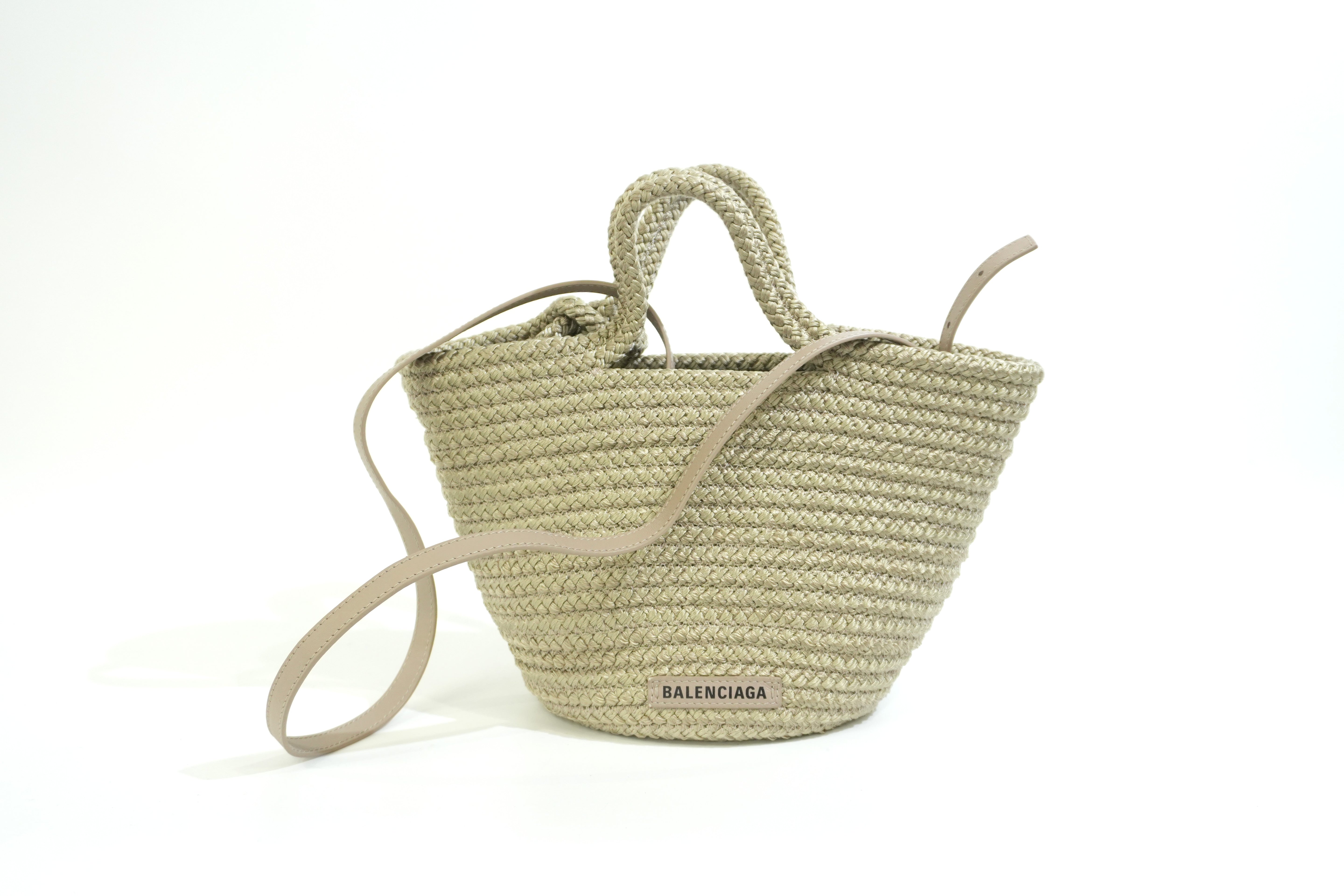 Pre-owned Balenciaga Woven Cord Small Basket Shoulder Bag Brown