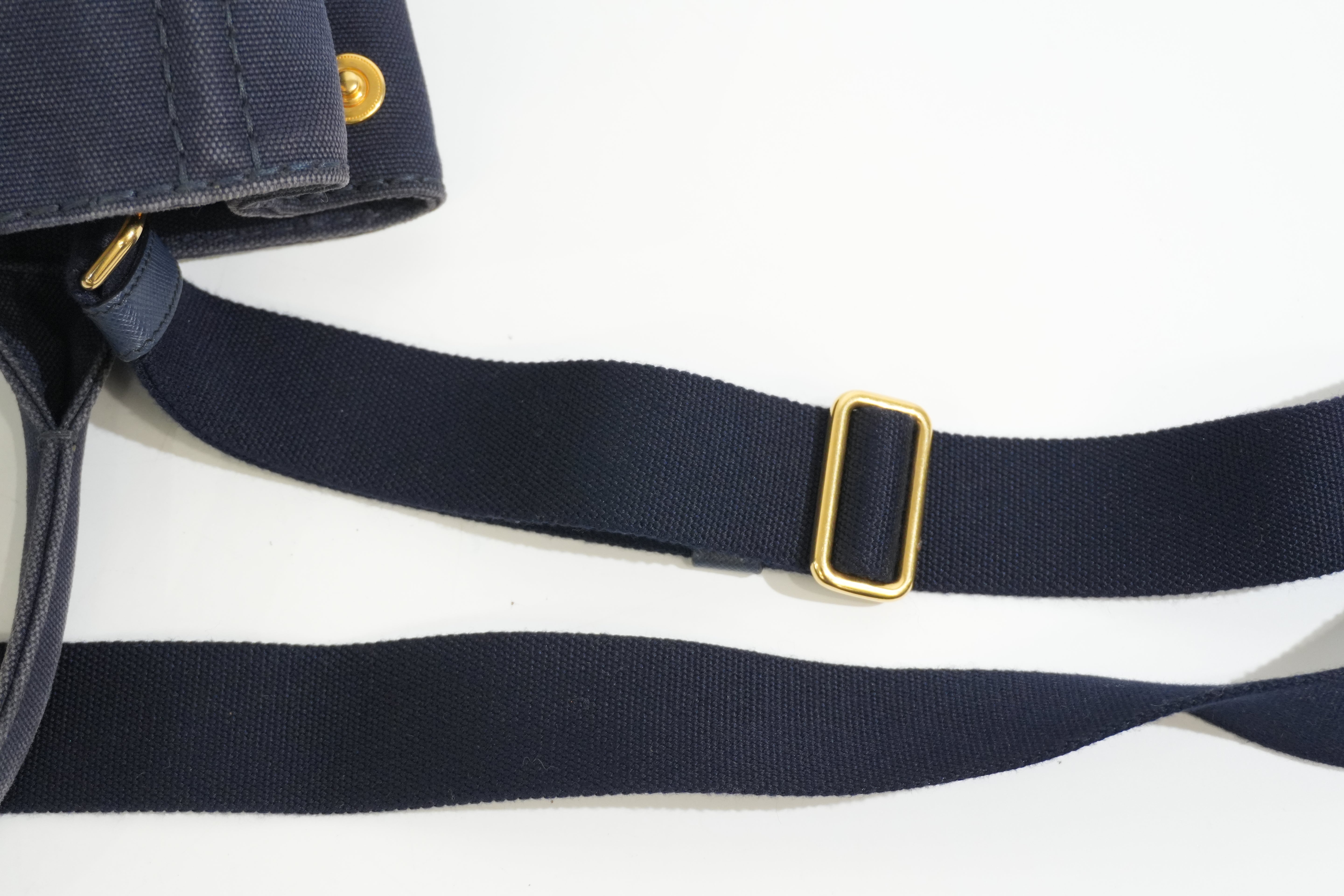 Pre-owned Prada Two Way Canapa Shoulder Navy Blue