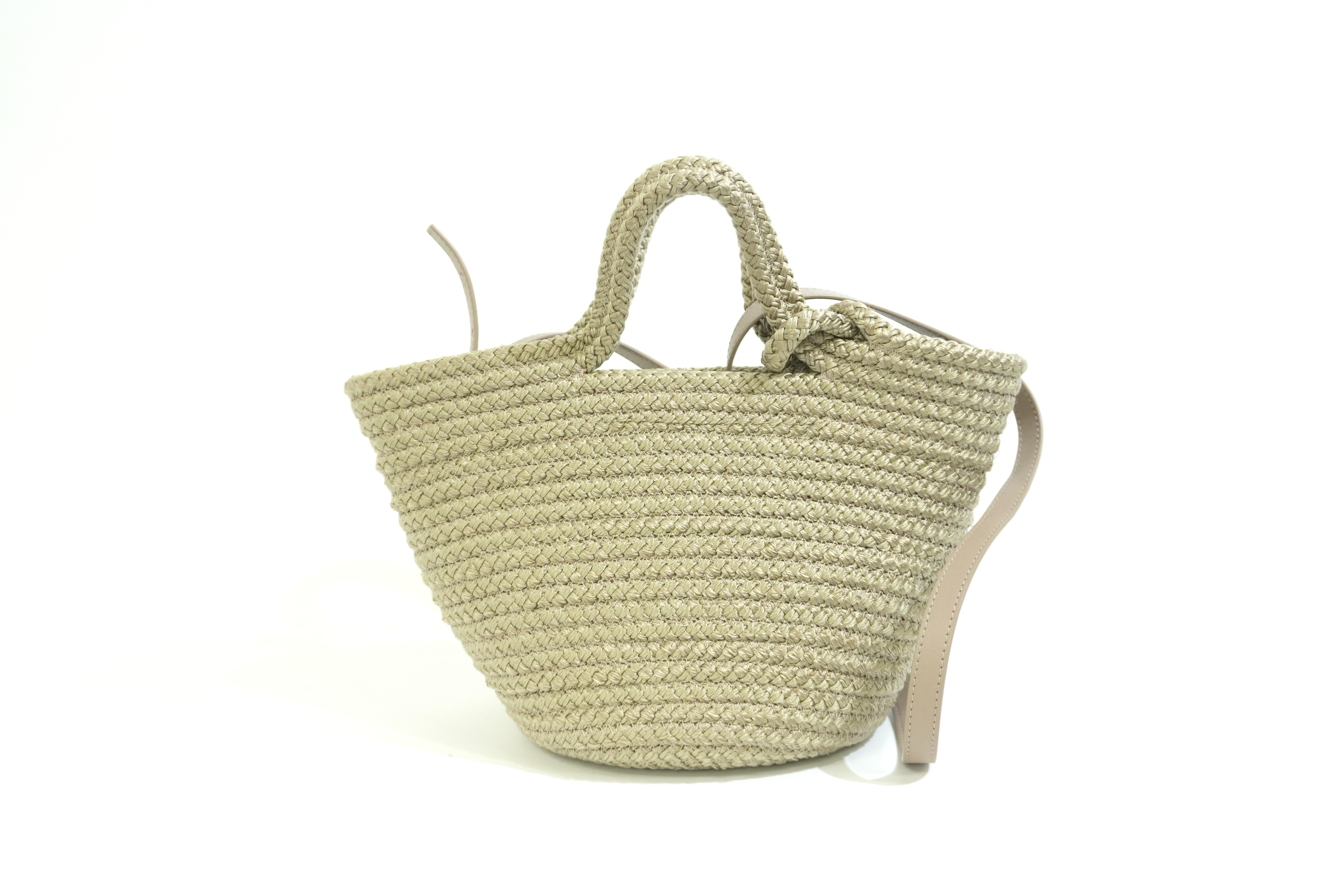 Pre-owned Balenciaga Woven Cord Small Basket Shoulder Bag Brown