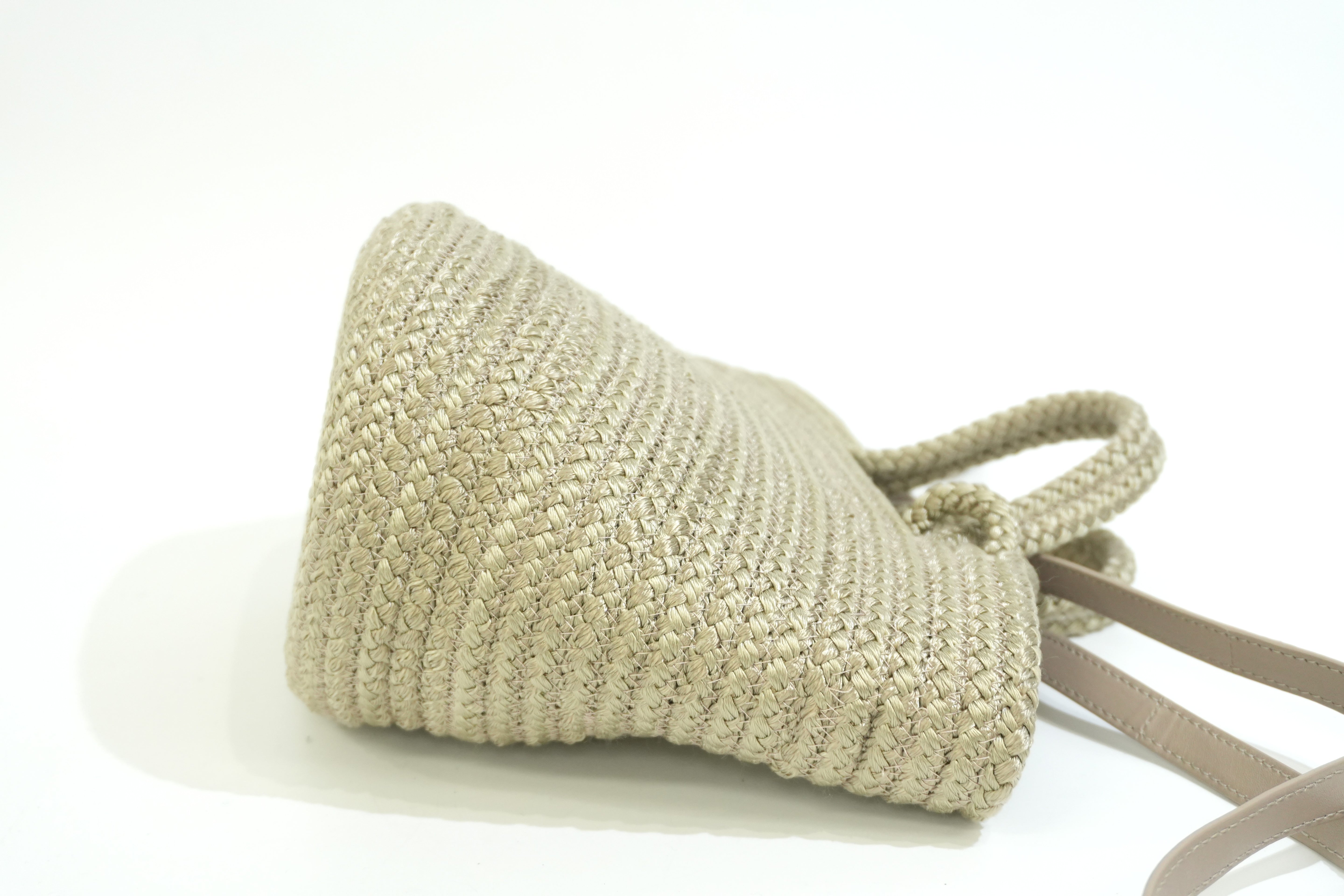 Pre-owned Balenciaga Woven Cord Small Basket Shoulder Bag Brown