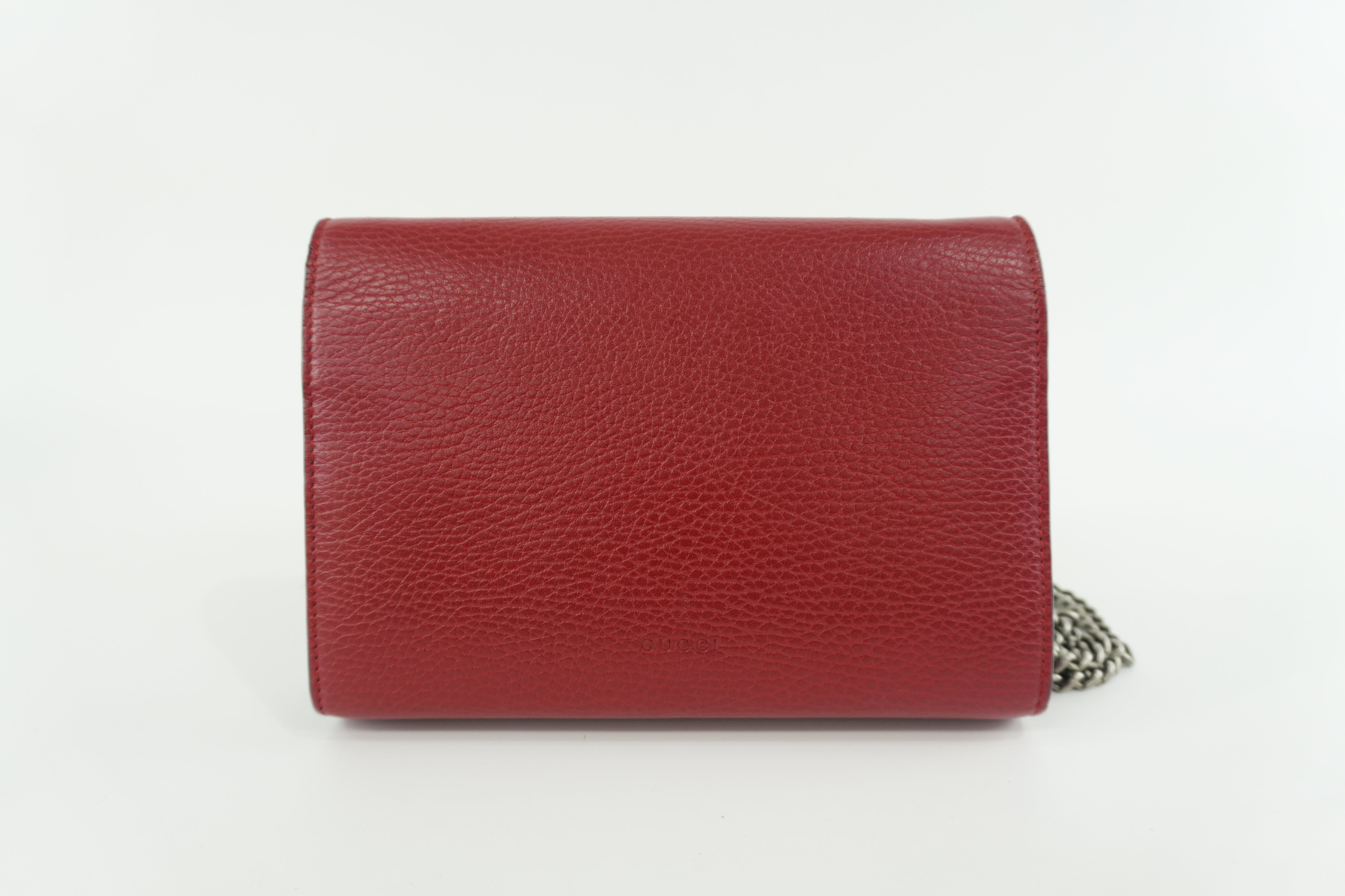 Gucci Dionysus Wallet on Chain Red Used