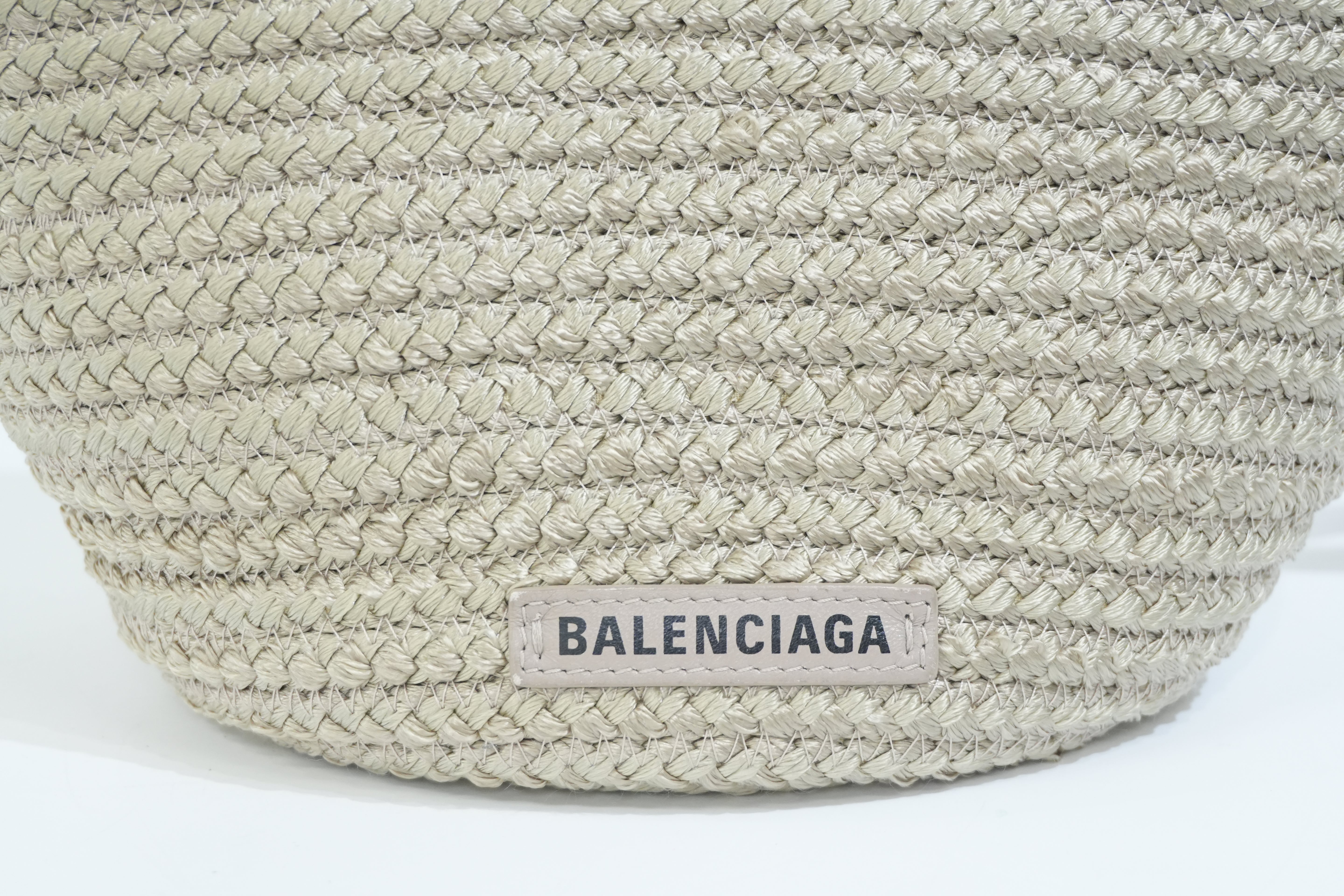 Pre-owned Balenciaga Woven Cord Small Basket Shoulder Bag Brown