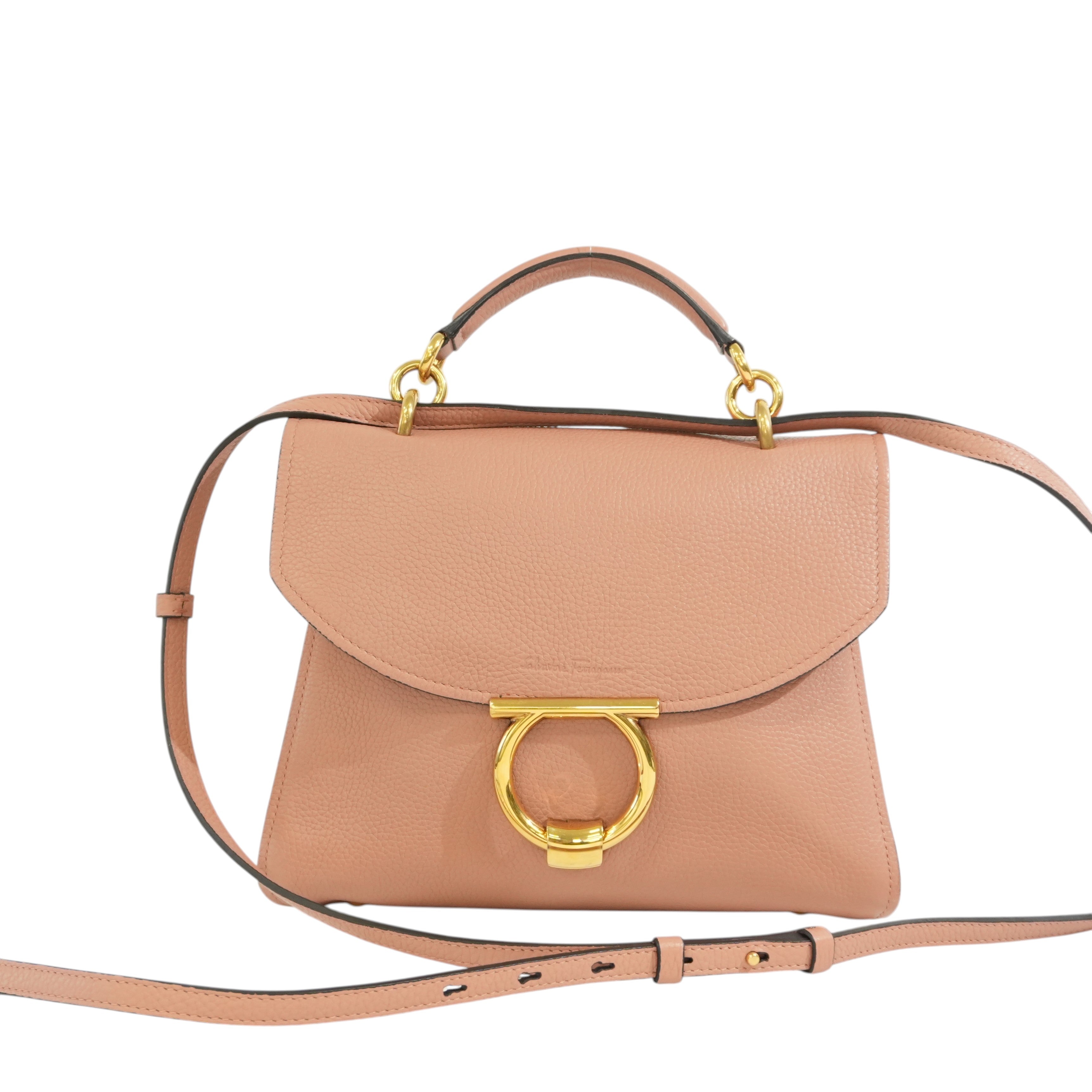 Pre-owned Ferragamo Two Way Shoulder Bag Salmon Pink