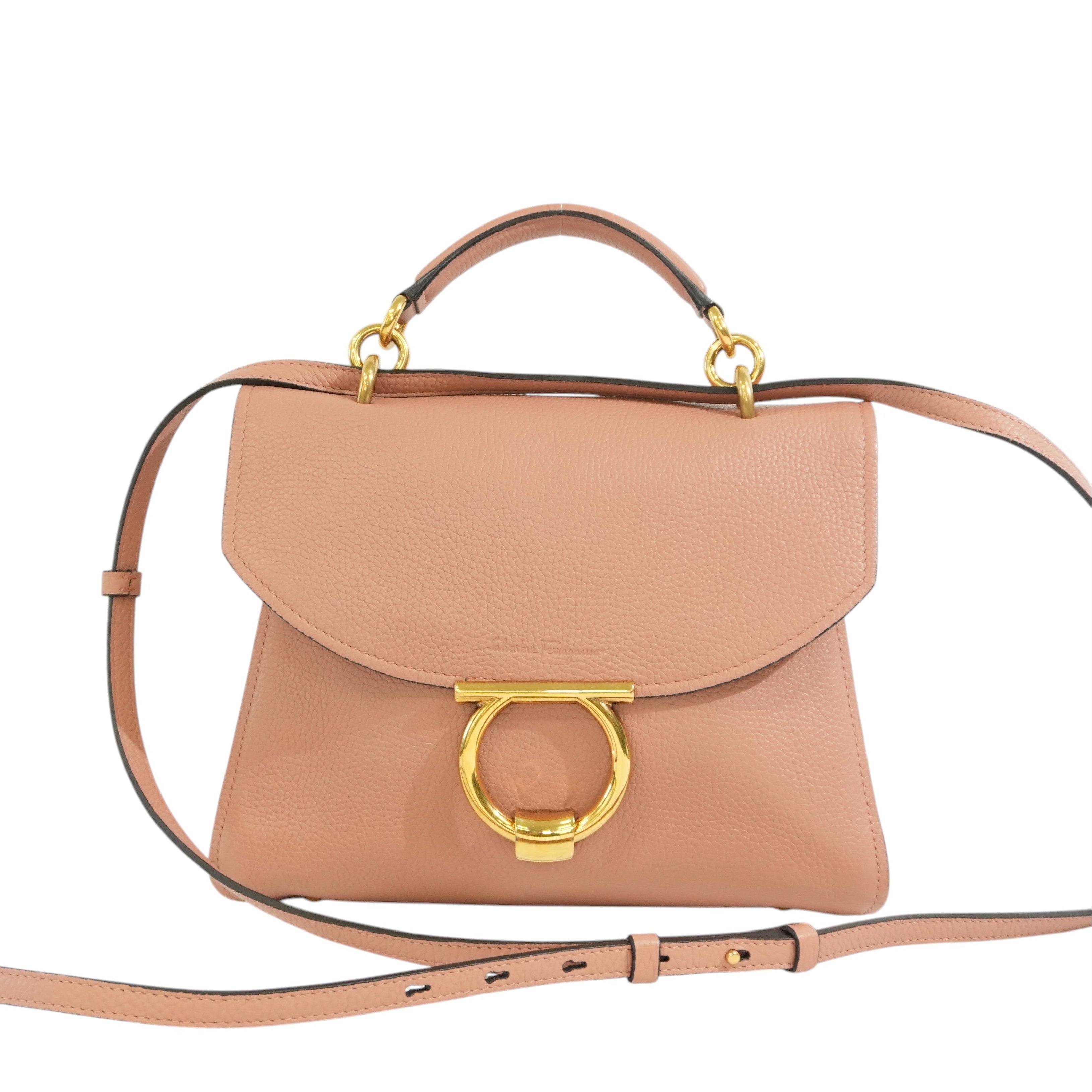 Pre-owned Ferragamo Two Way Shoulder Bag Salmon Pink