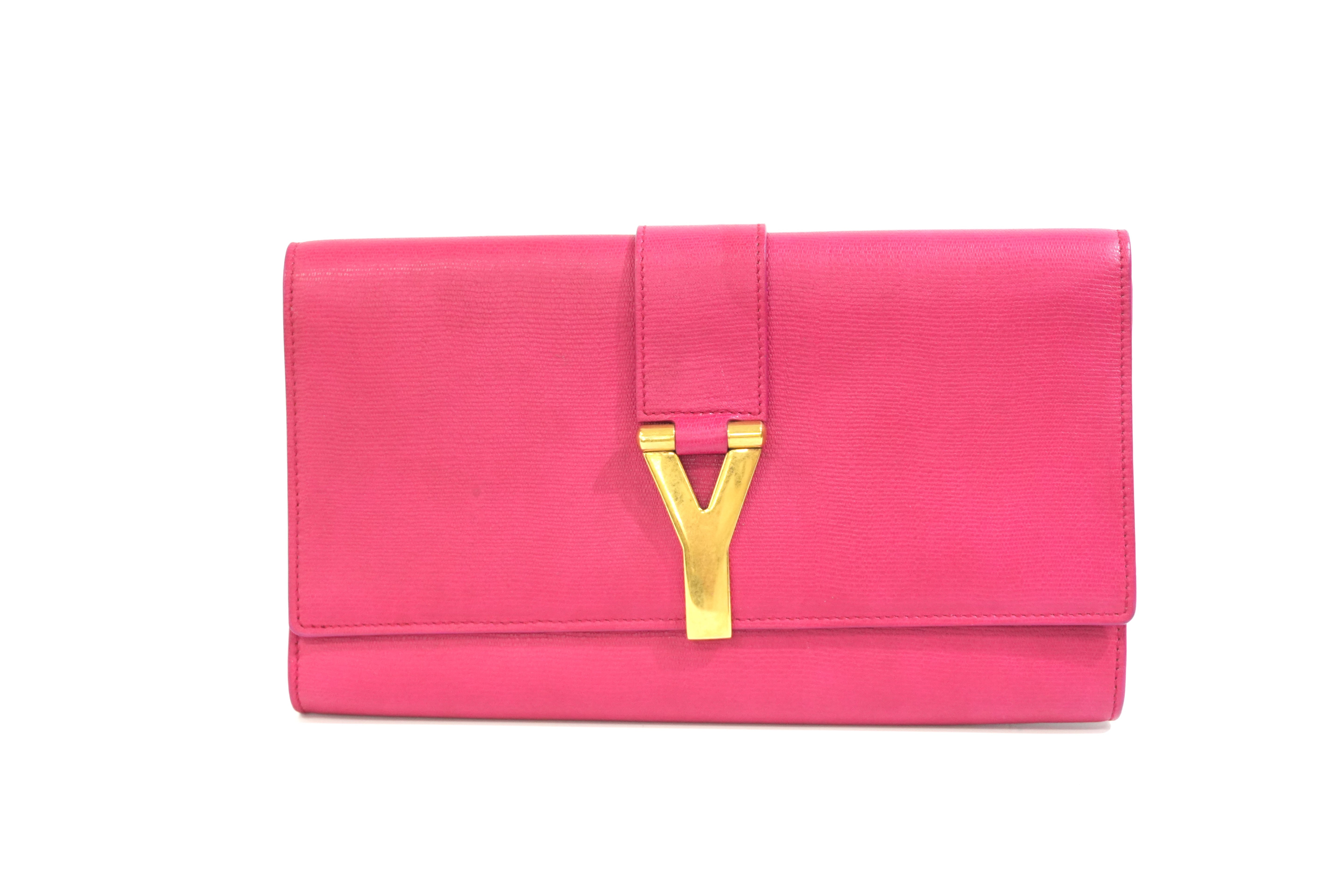 Pre-owned Saint-Laurent Leather Clutch Bag Pink