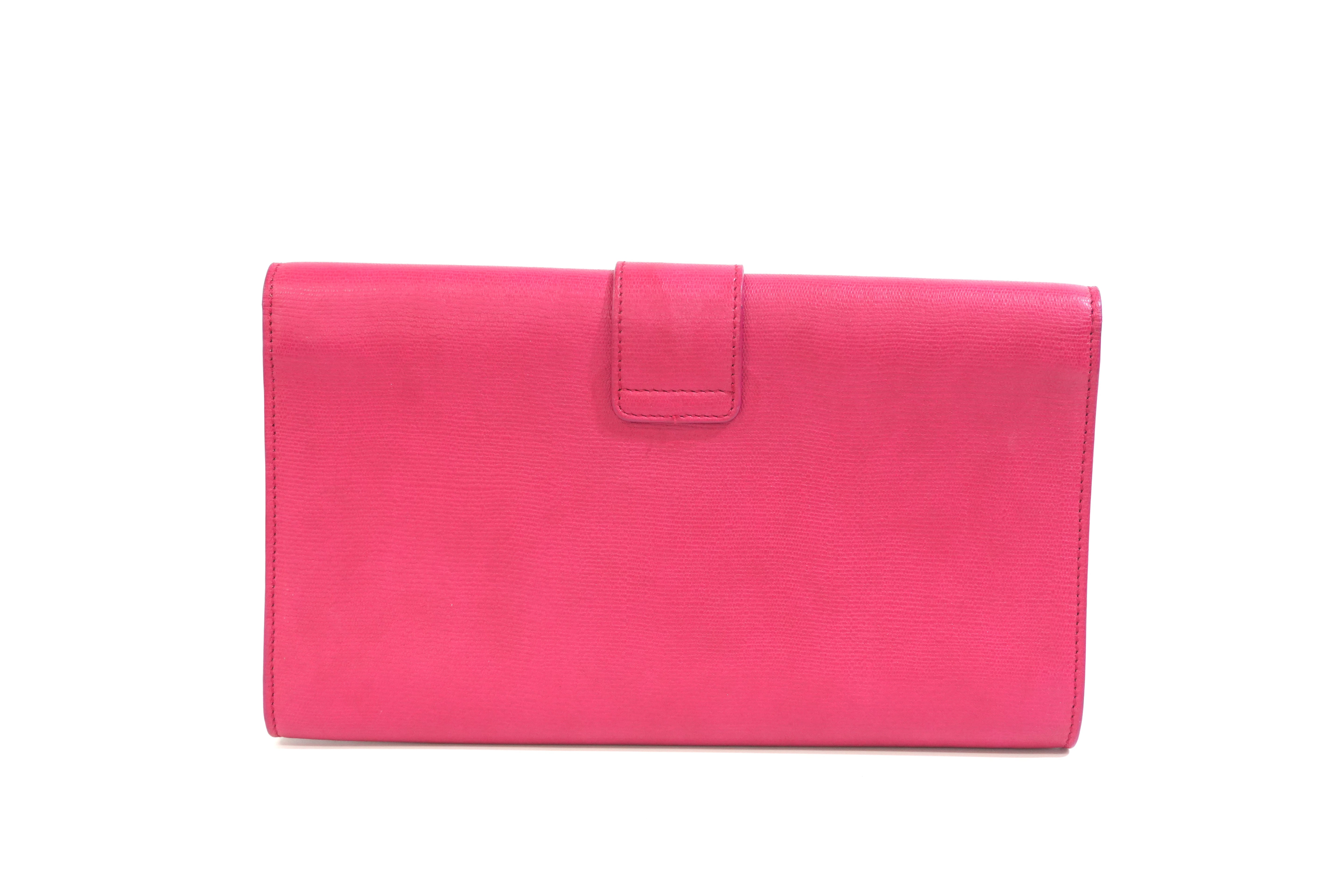 Pre-owned Saint-Laurent Leather Clutch Bag Pink