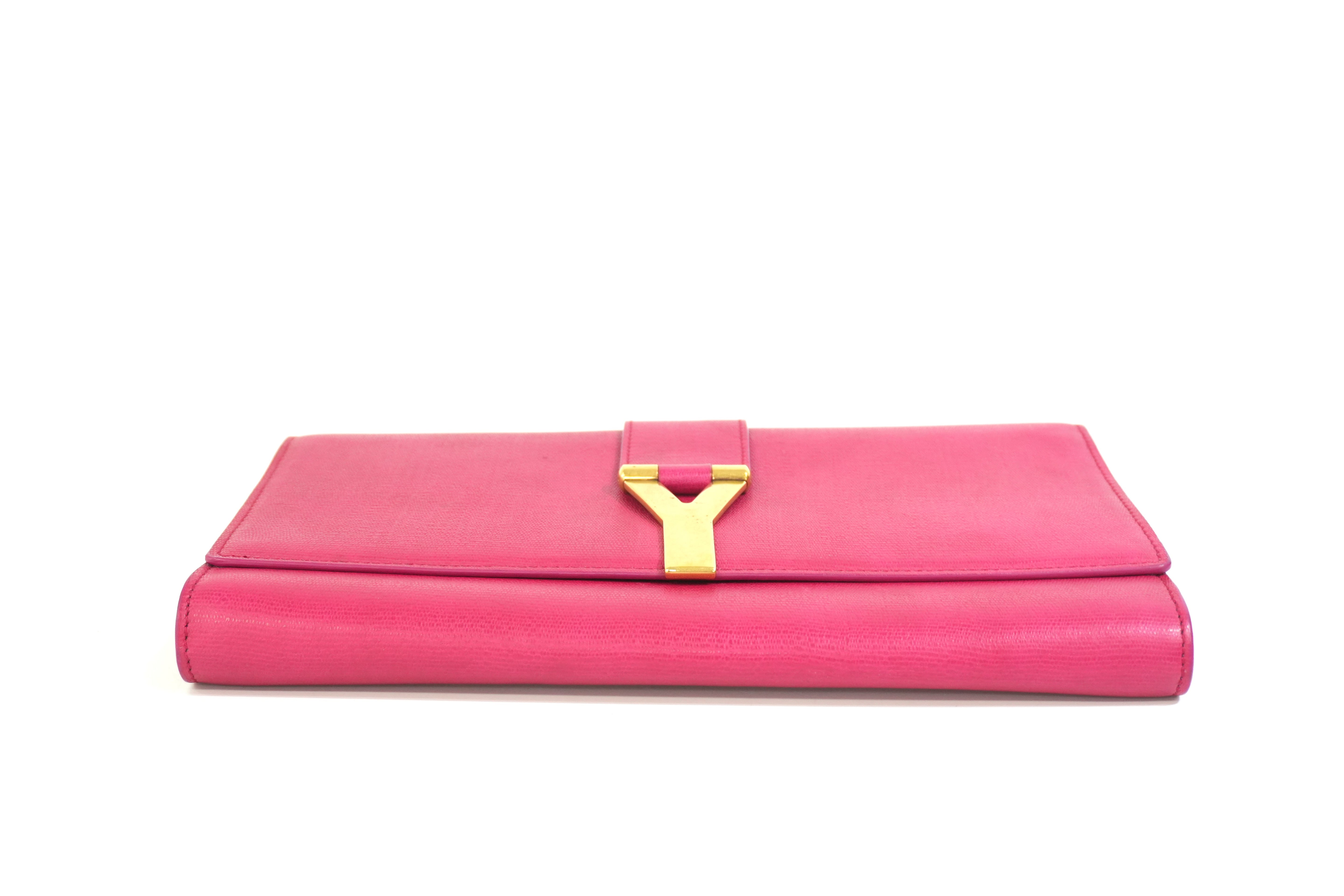 Pre-owned Saint-Laurent Leather Clutch Bag Pink