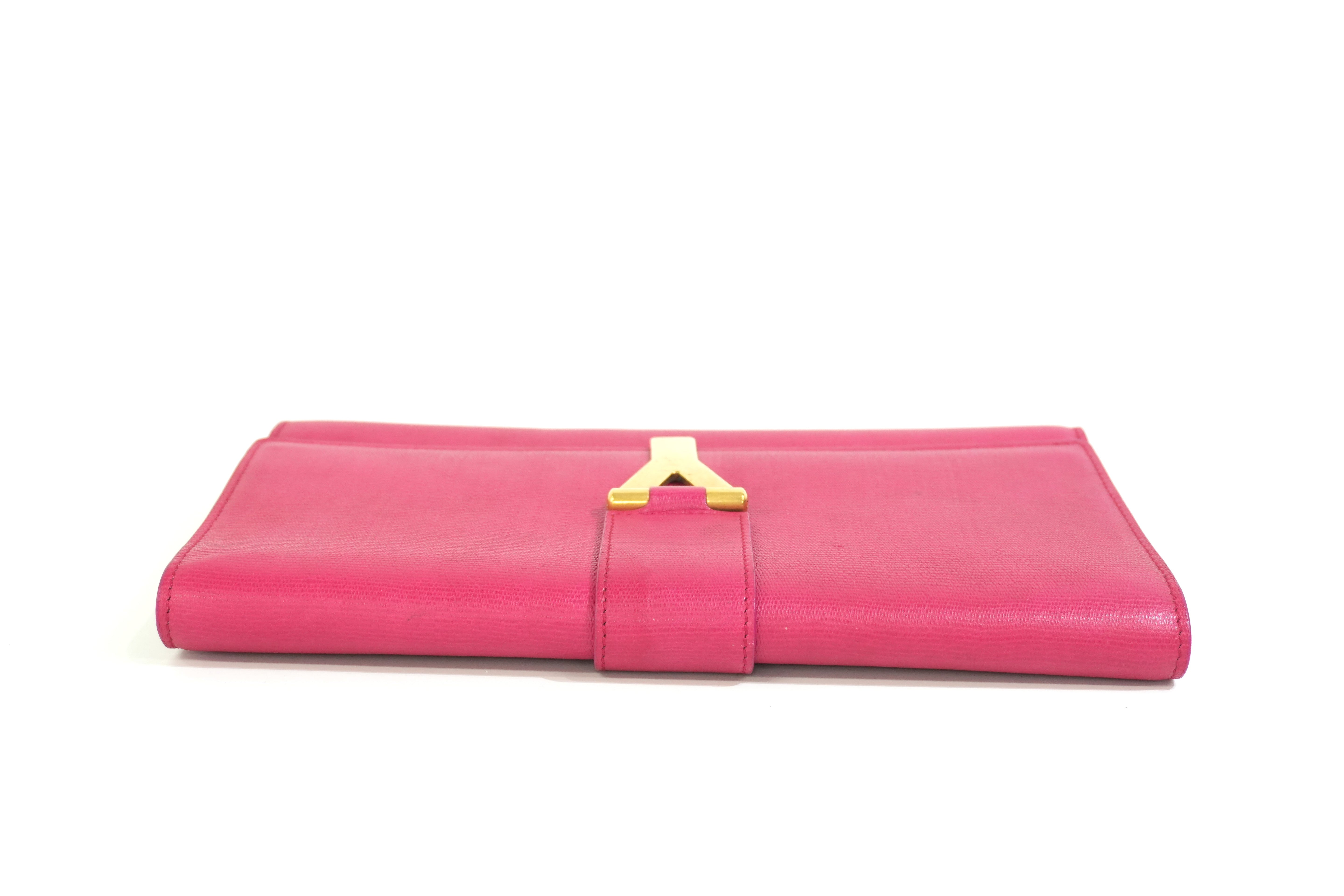 Pre-owned Saint-Laurent Leather Clutch Bag Pink