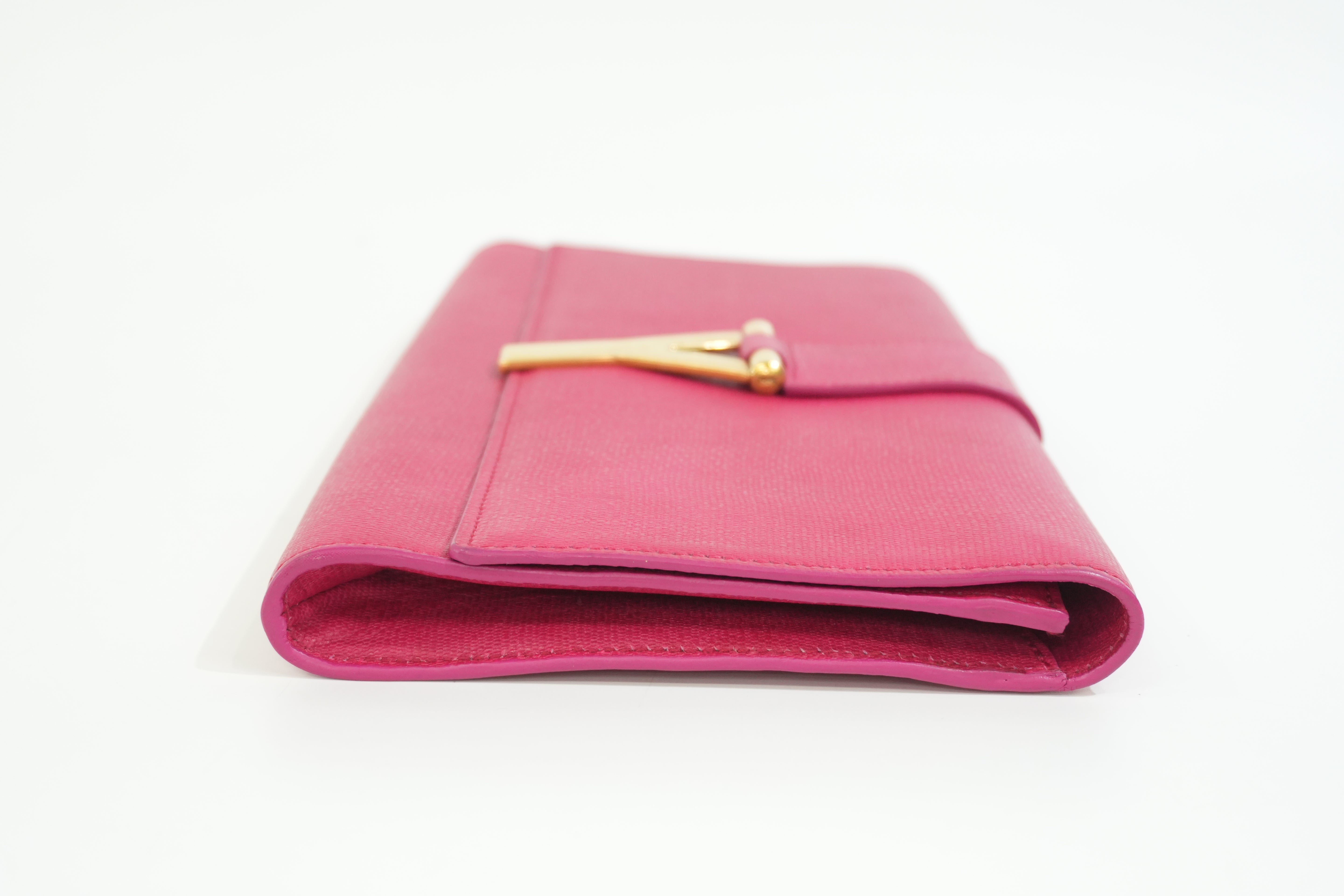 Pre-owned Saint-Laurent Leather Clutch Bag Pink