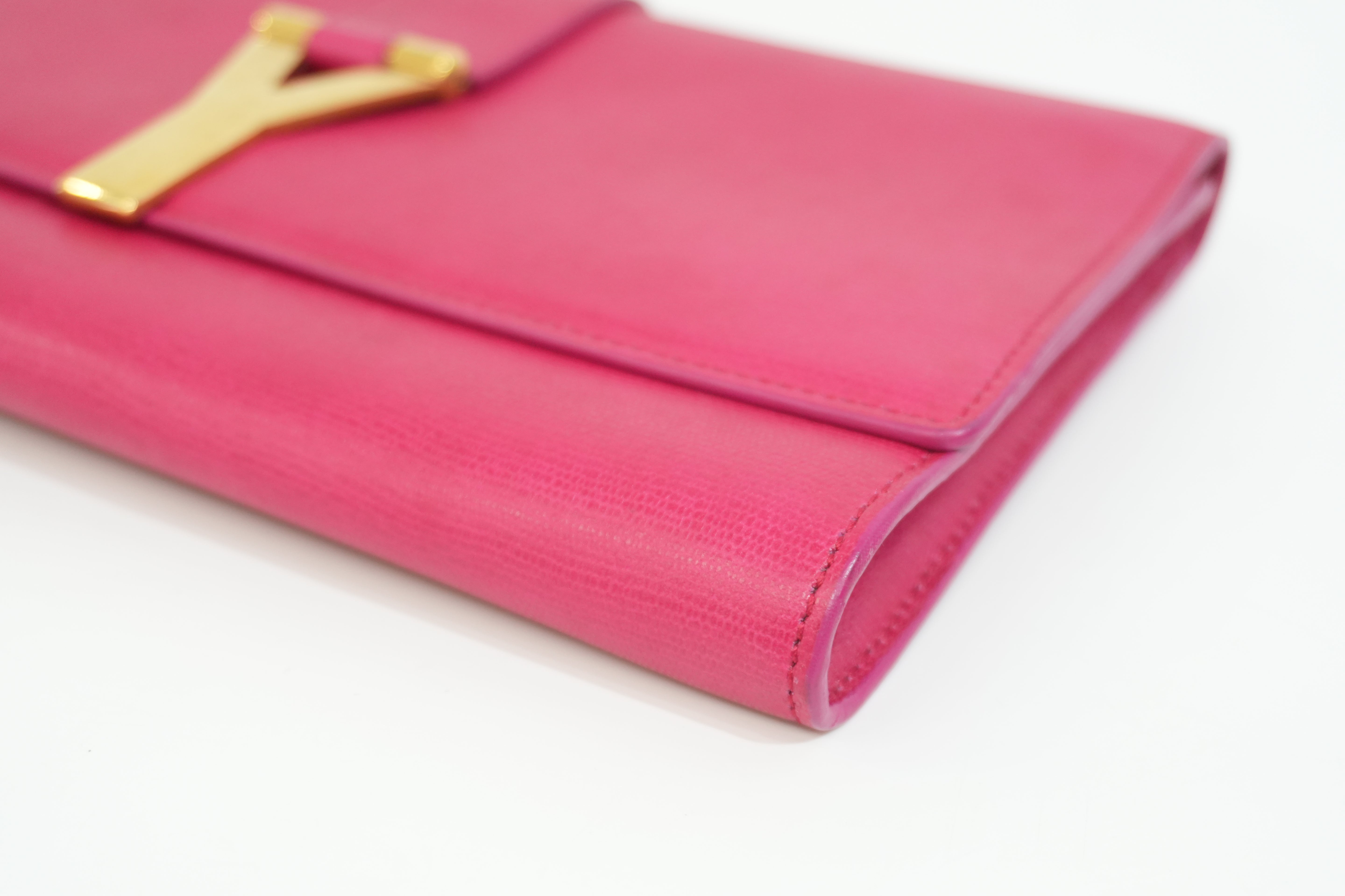 Pre-owned Saint-Laurent Leather Clutch Bag Pink