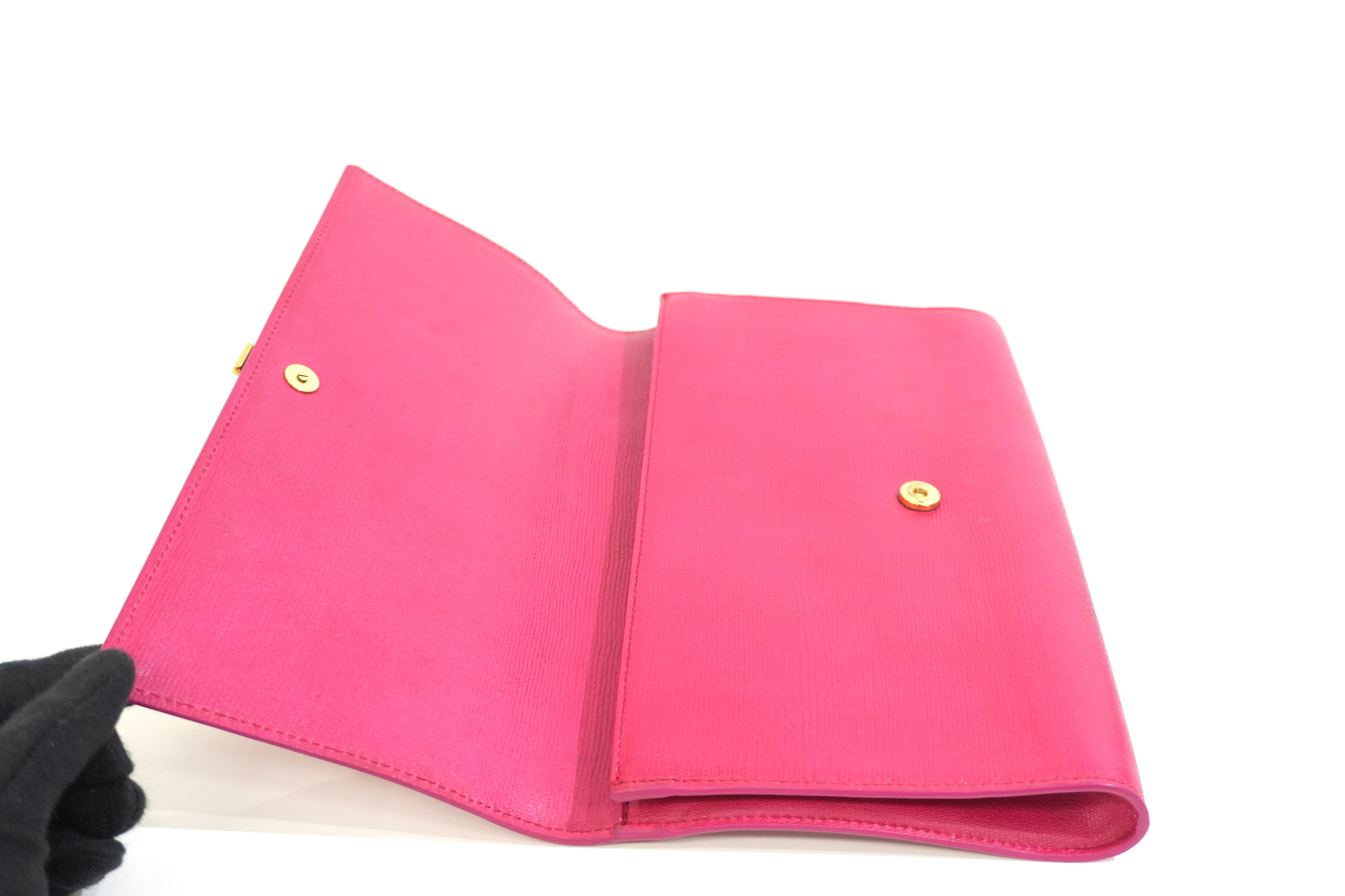 Pre-owned Saint-Laurent Leather Clutch Bag Pink