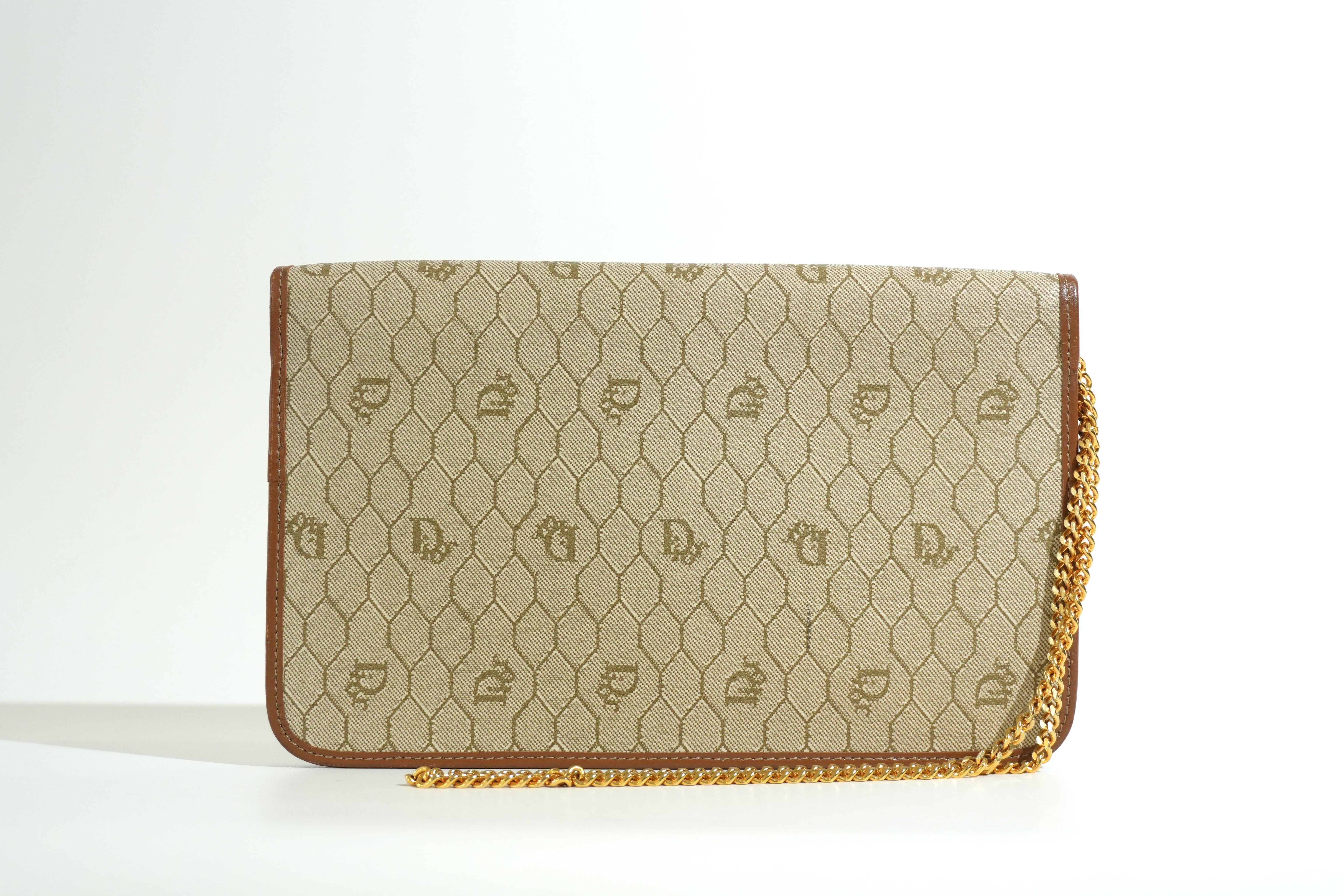 Pre-owned Dior Honeycomb Chain Shoulder Bag Brown