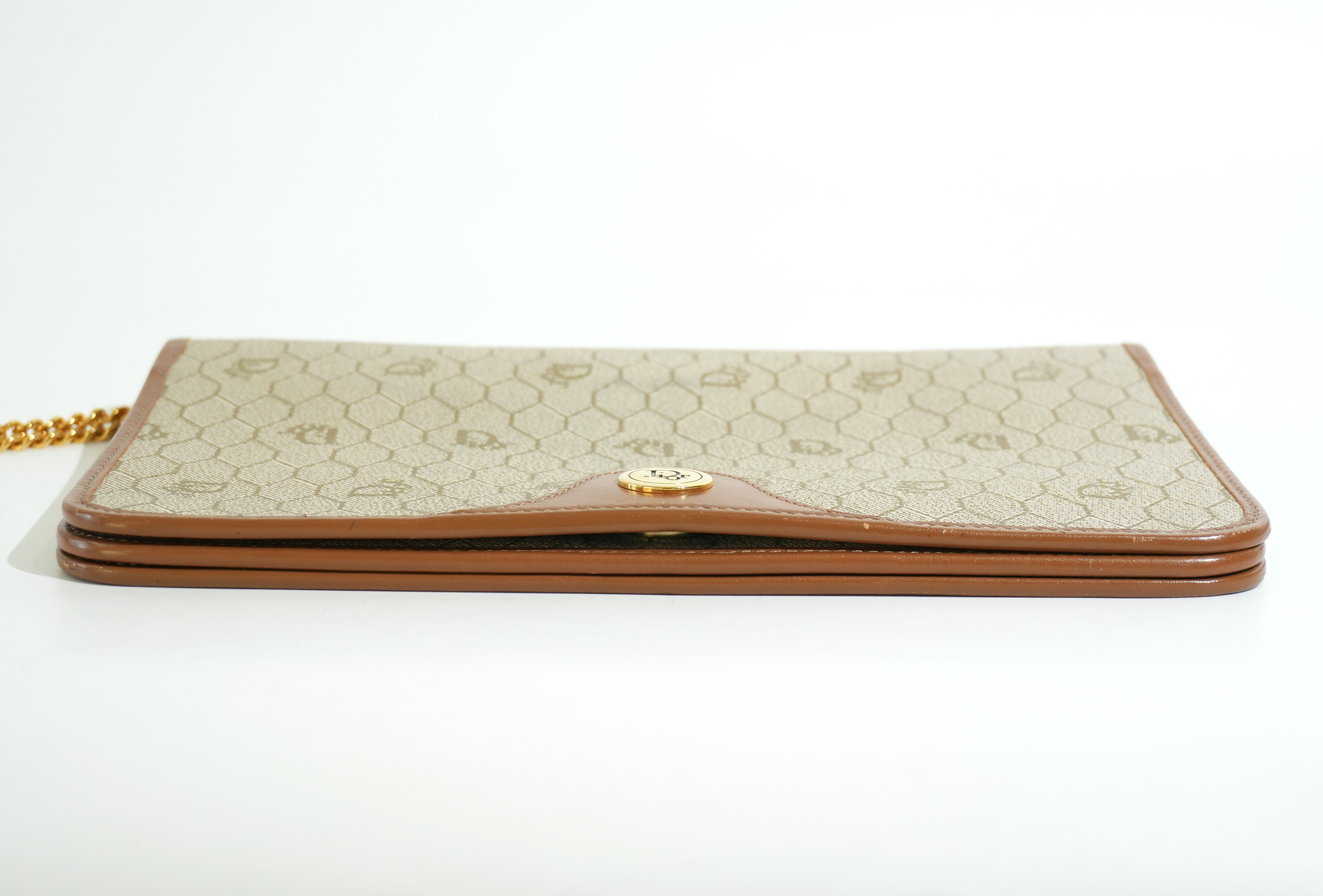Pre-owned Dior Honeycomb Chain Shoulder Bag Brown