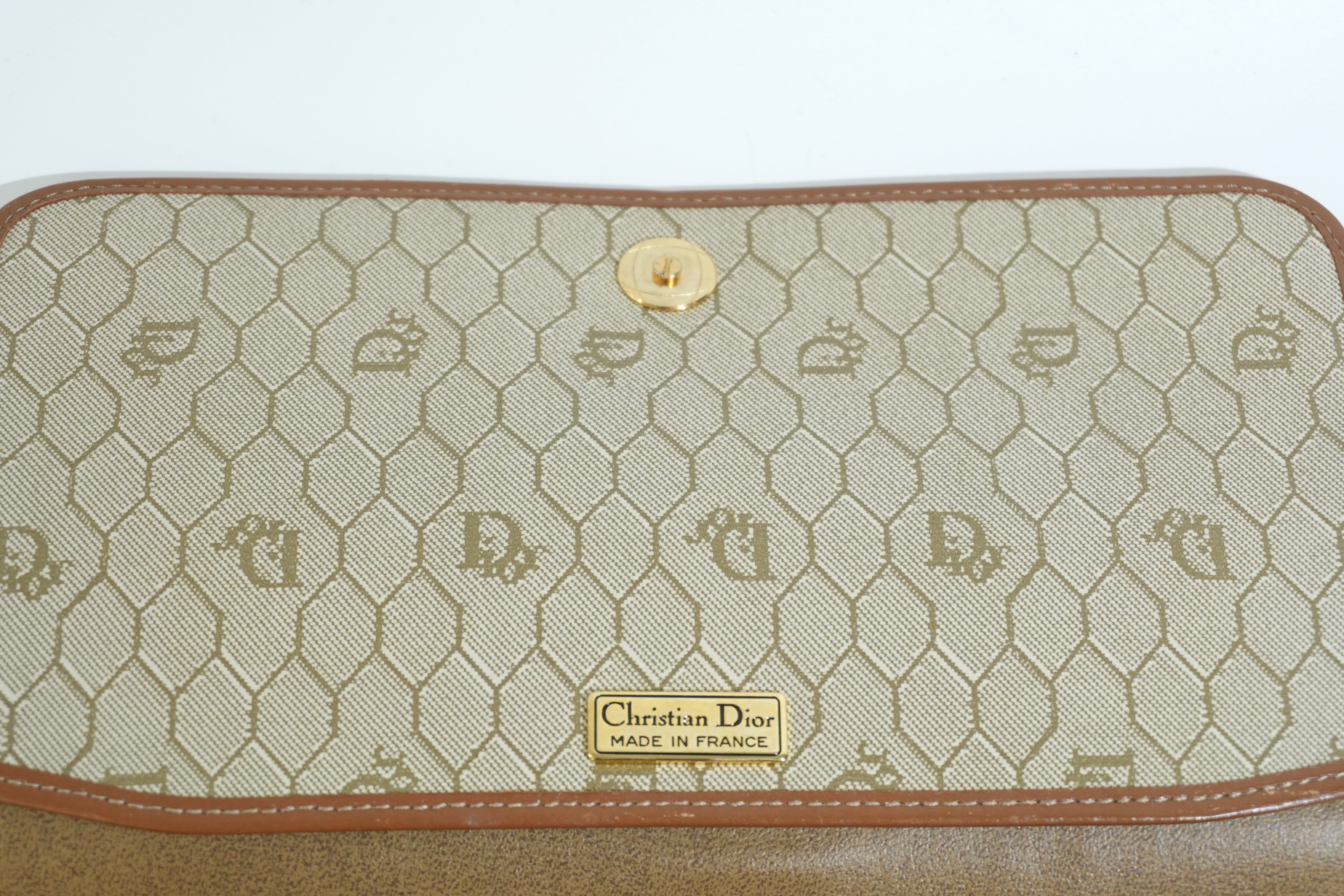 Pre-owned Dior Honeycomb Chain Shoulder Bag Brown