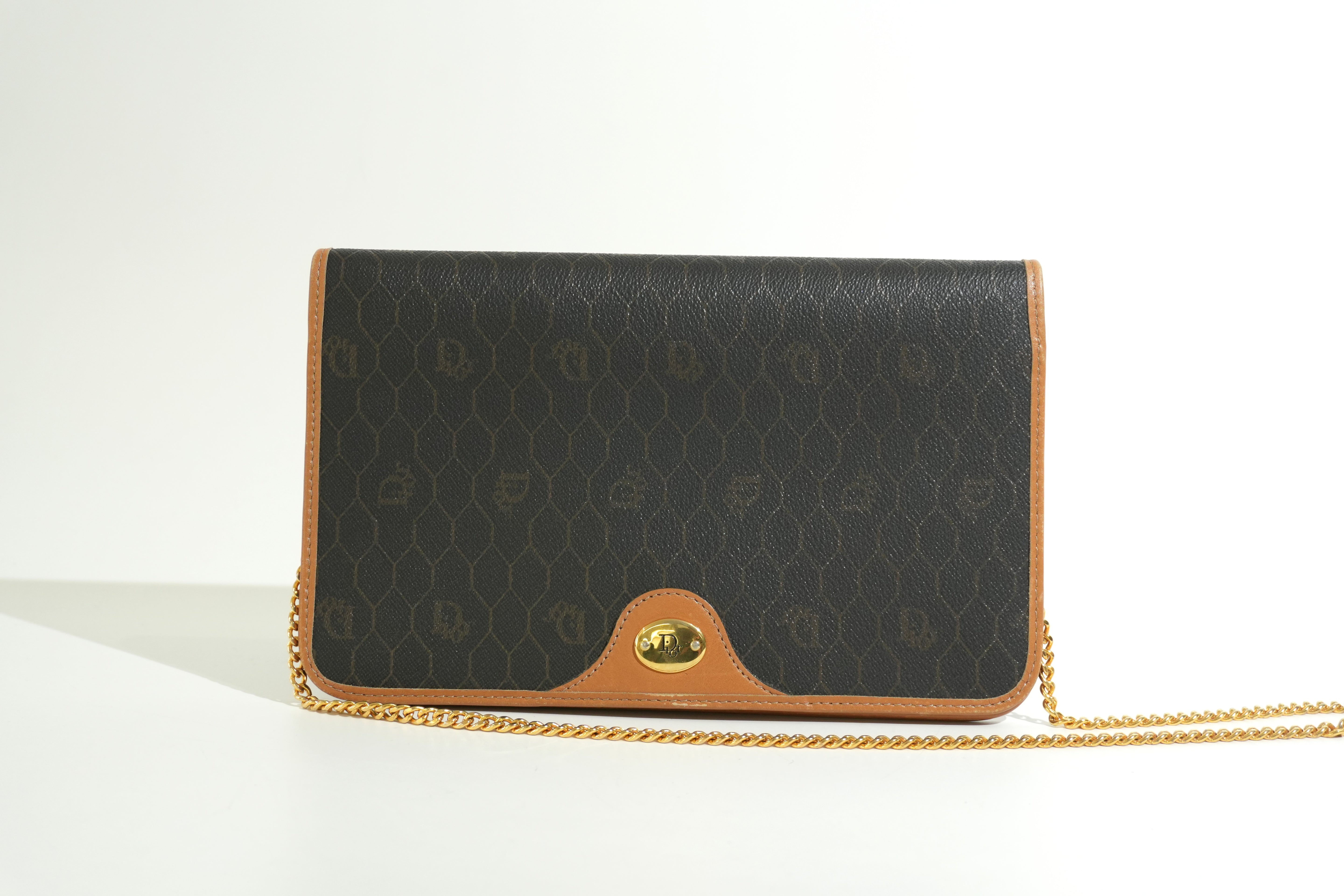 Pre-owned Dior Honeycomb Chain Shoulder Bag Black