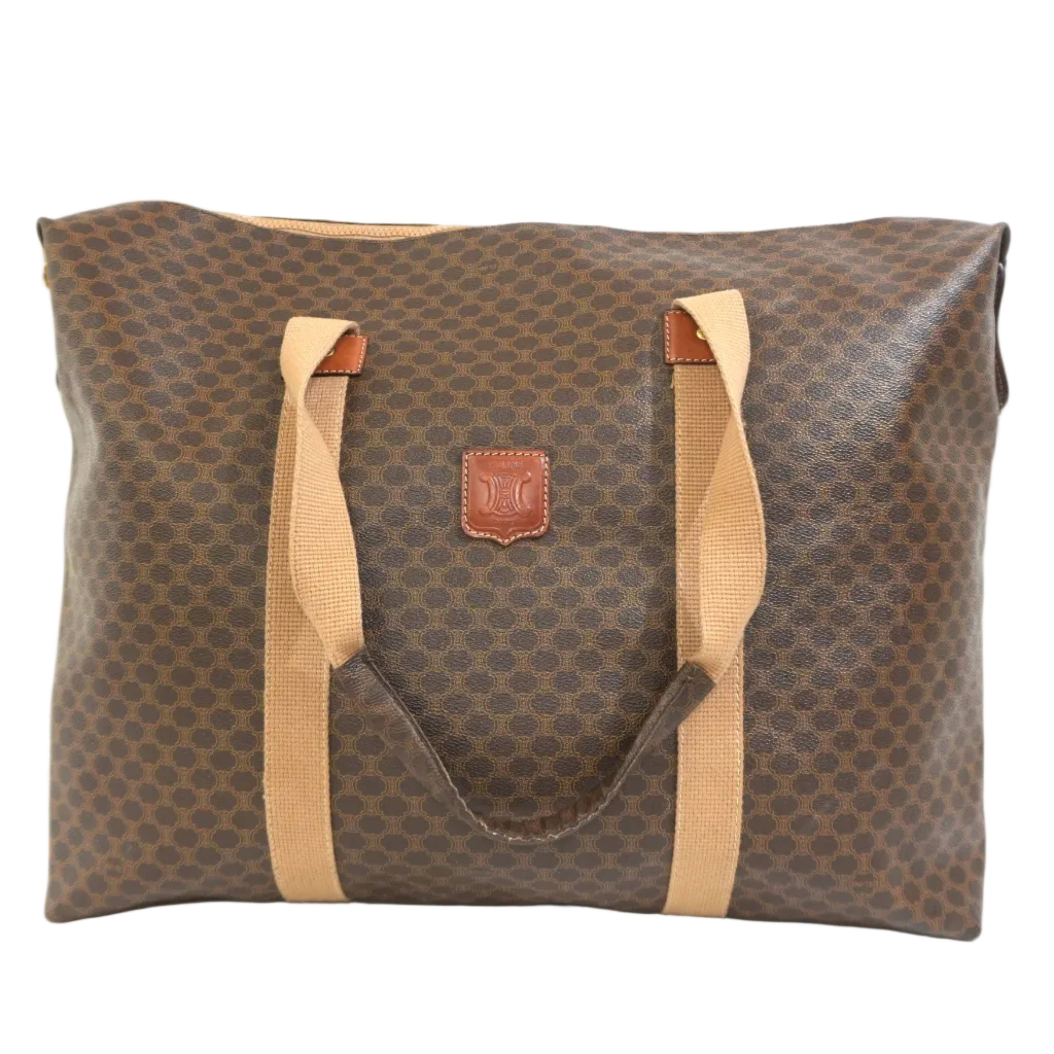 Pre-owned Celine Macadam Boston Travel Bag Brown