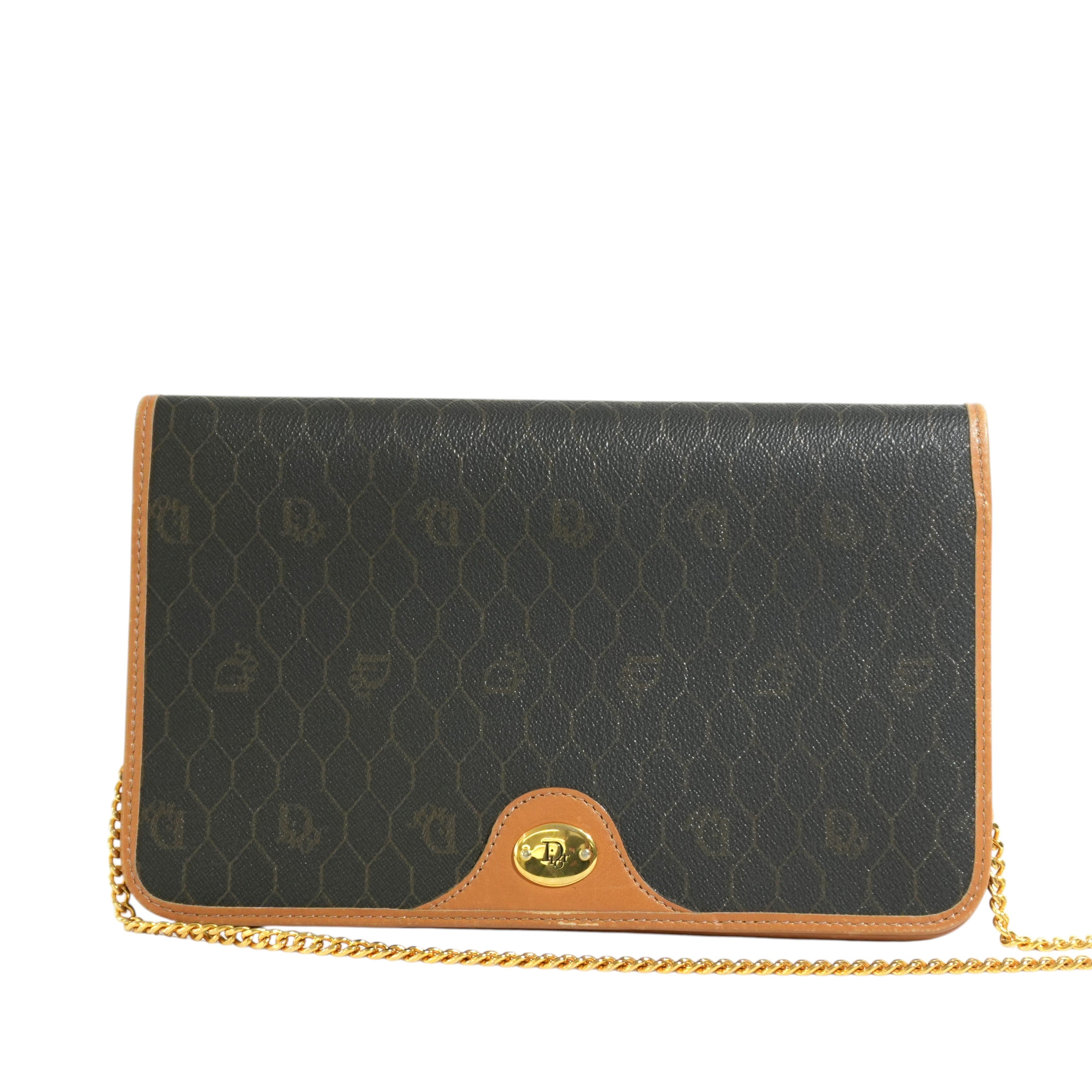 Pre-owned Dior Honeycomb Chain Shoulder Bag Black