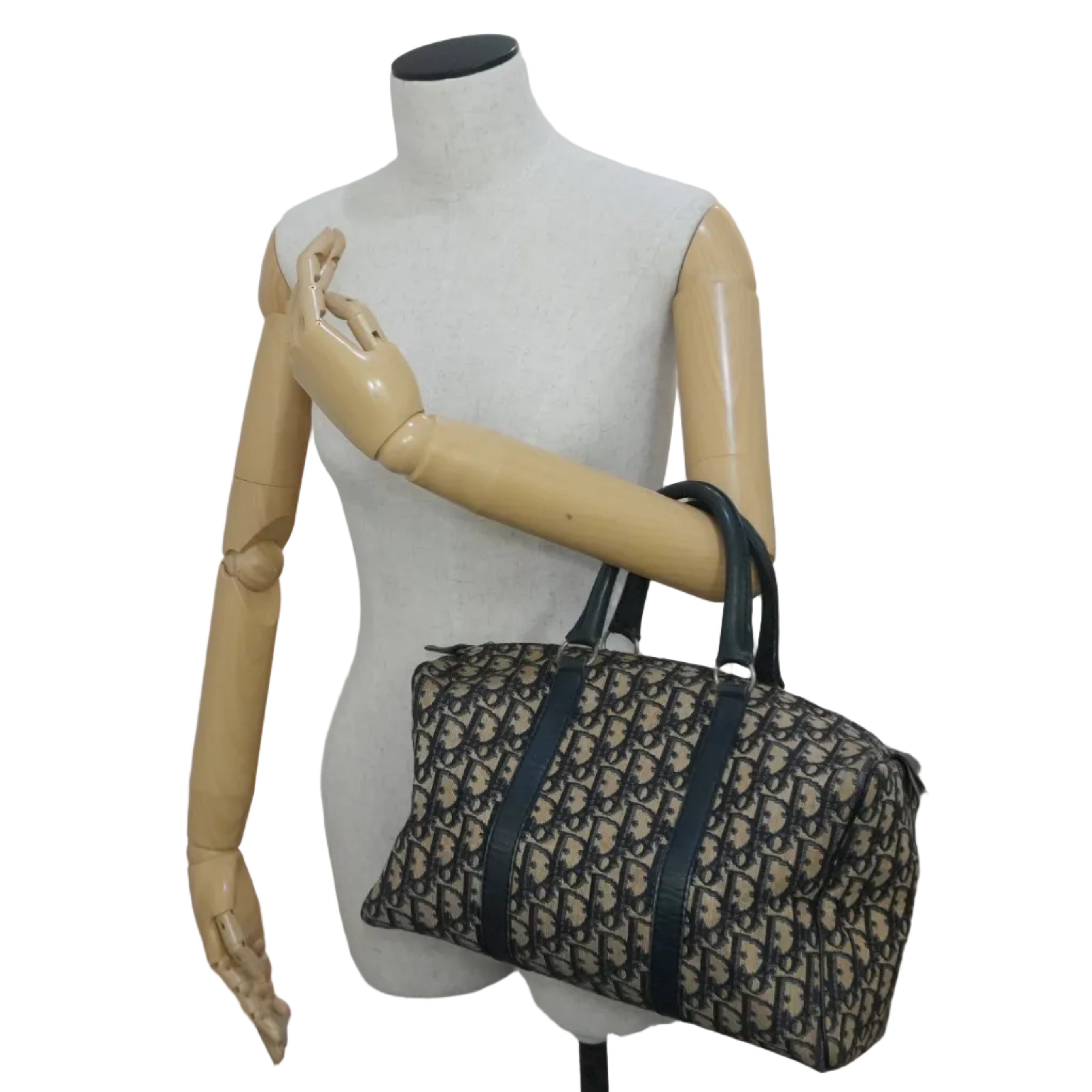 Pre-owned Dior Oblique Boston Handbag Blue