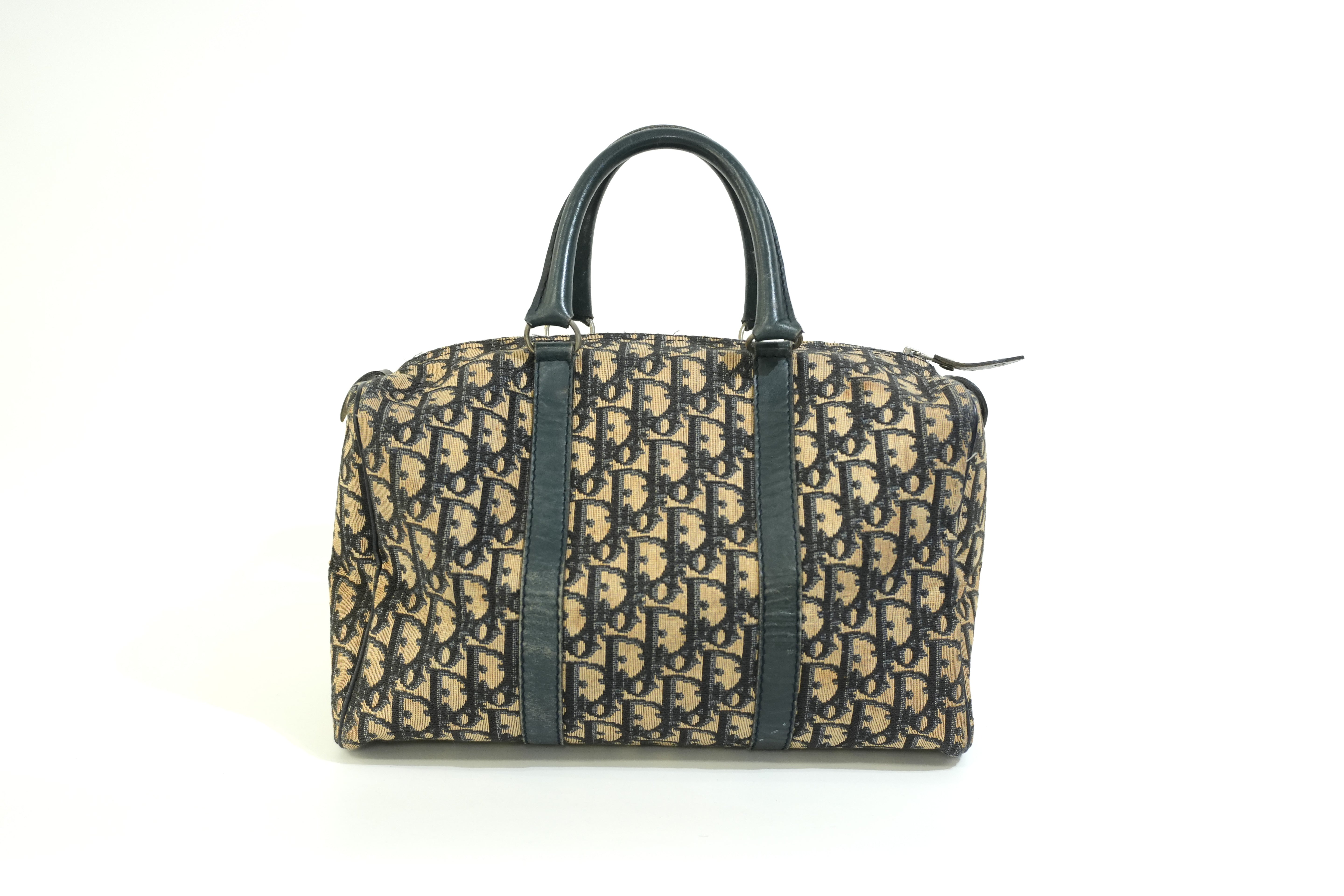 Pre-owned Dior Oblique Boston Handbag Blue