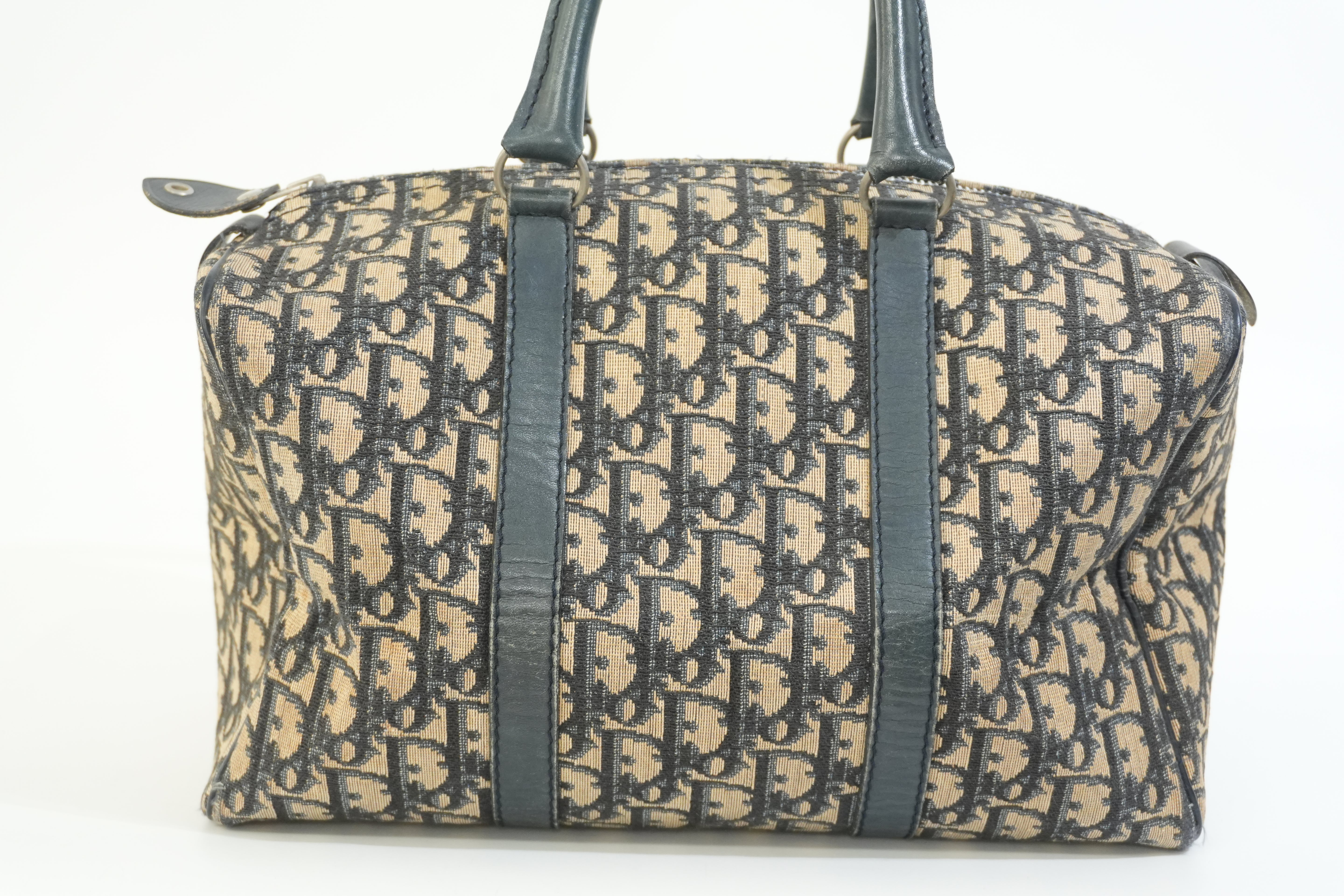 Pre-owned Dior Oblique Boston Handbag Blue