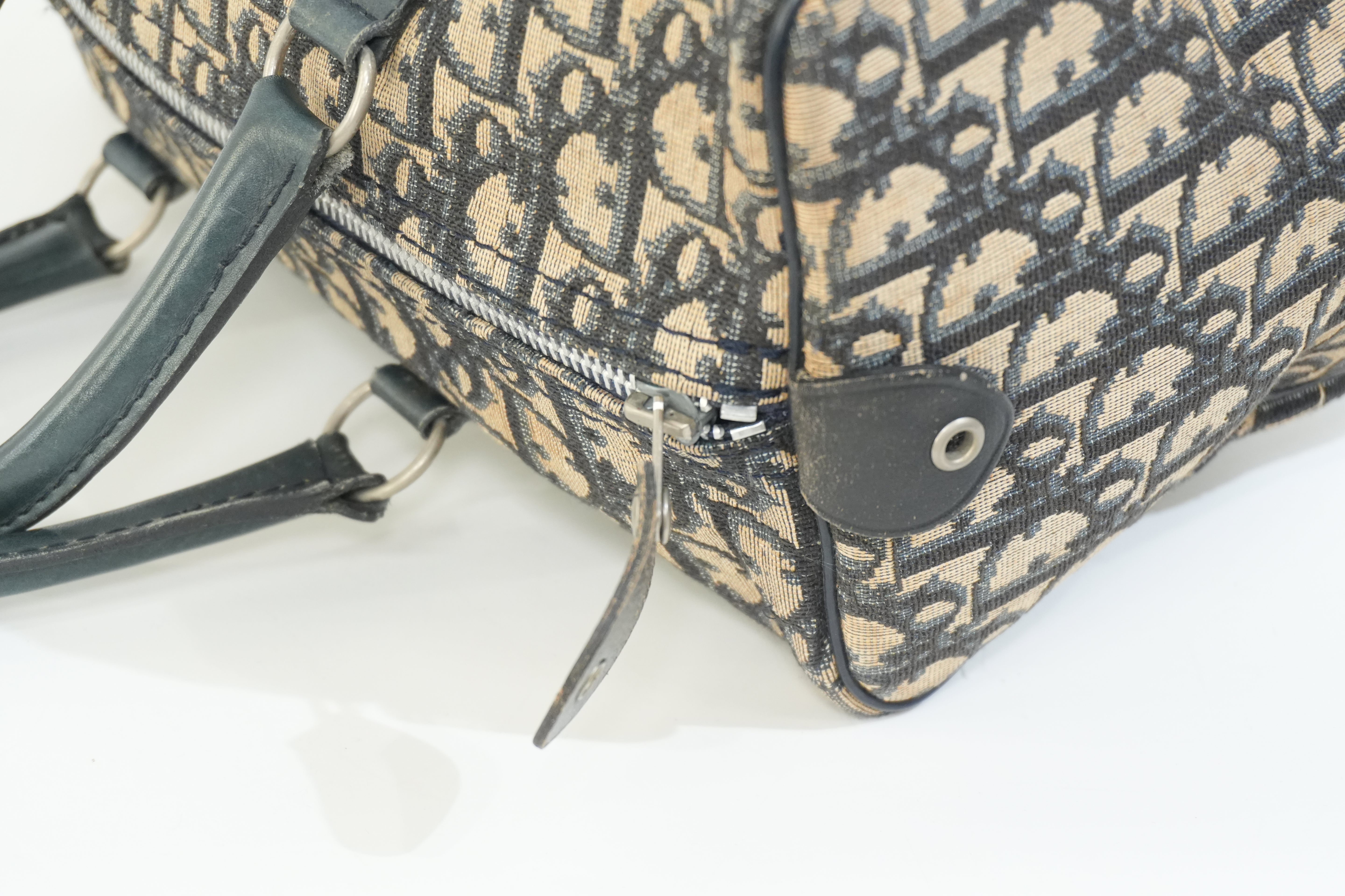 Pre-owned Dior Oblique Boston Handbag Blue