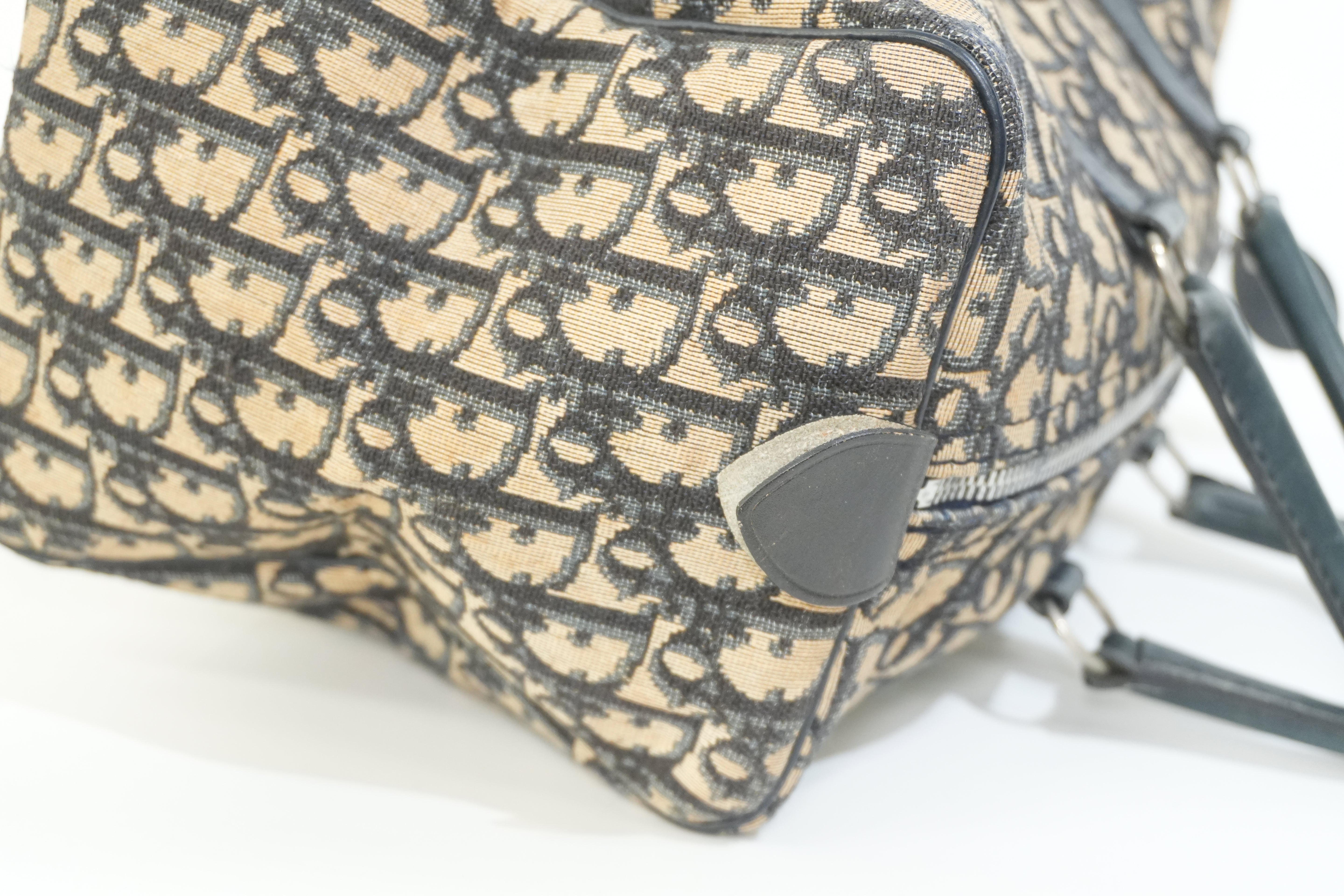 Pre-owned Dior Oblique Boston Handbag Blue