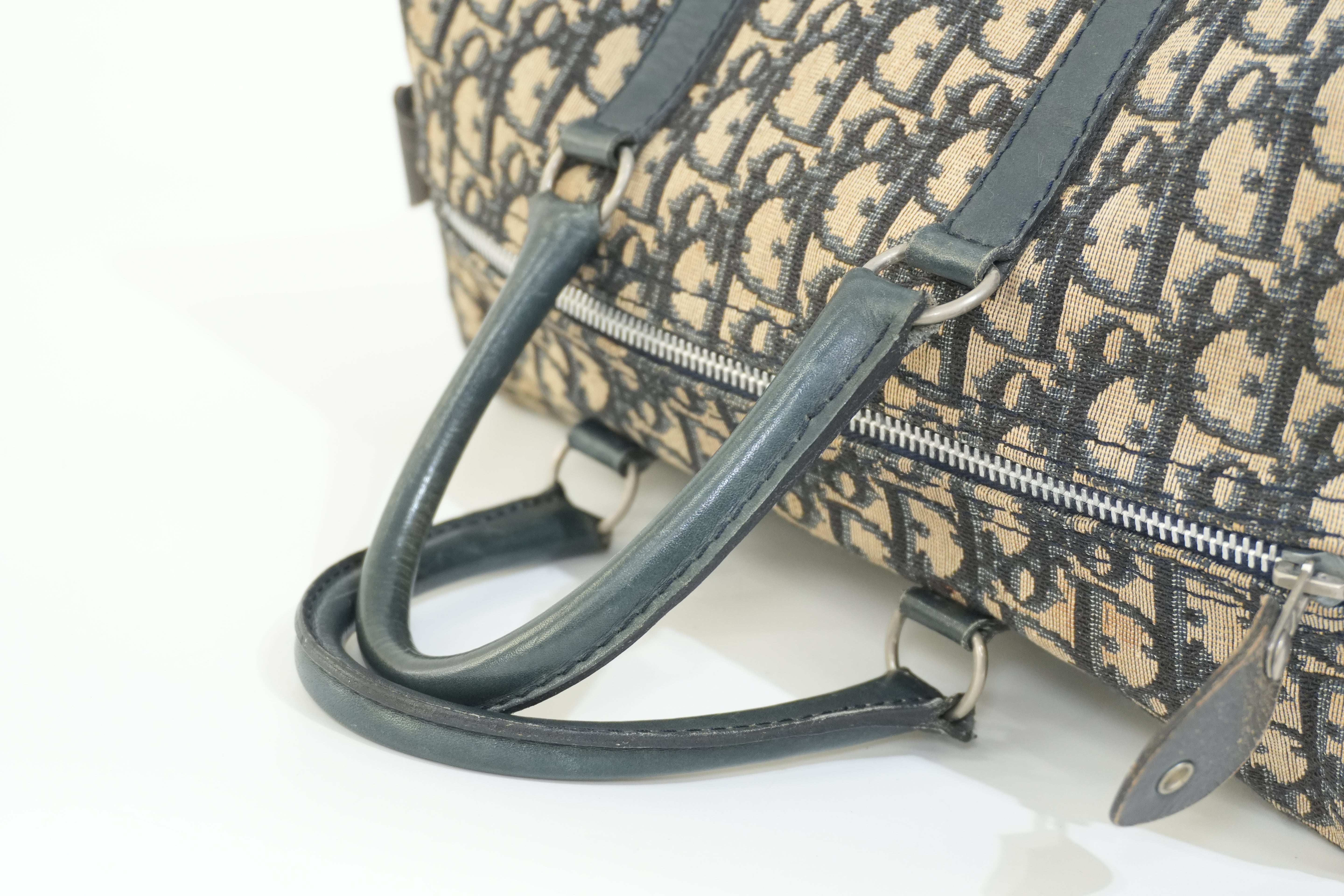 Pre-owned Dior Oblique Boston Handbag Blue
