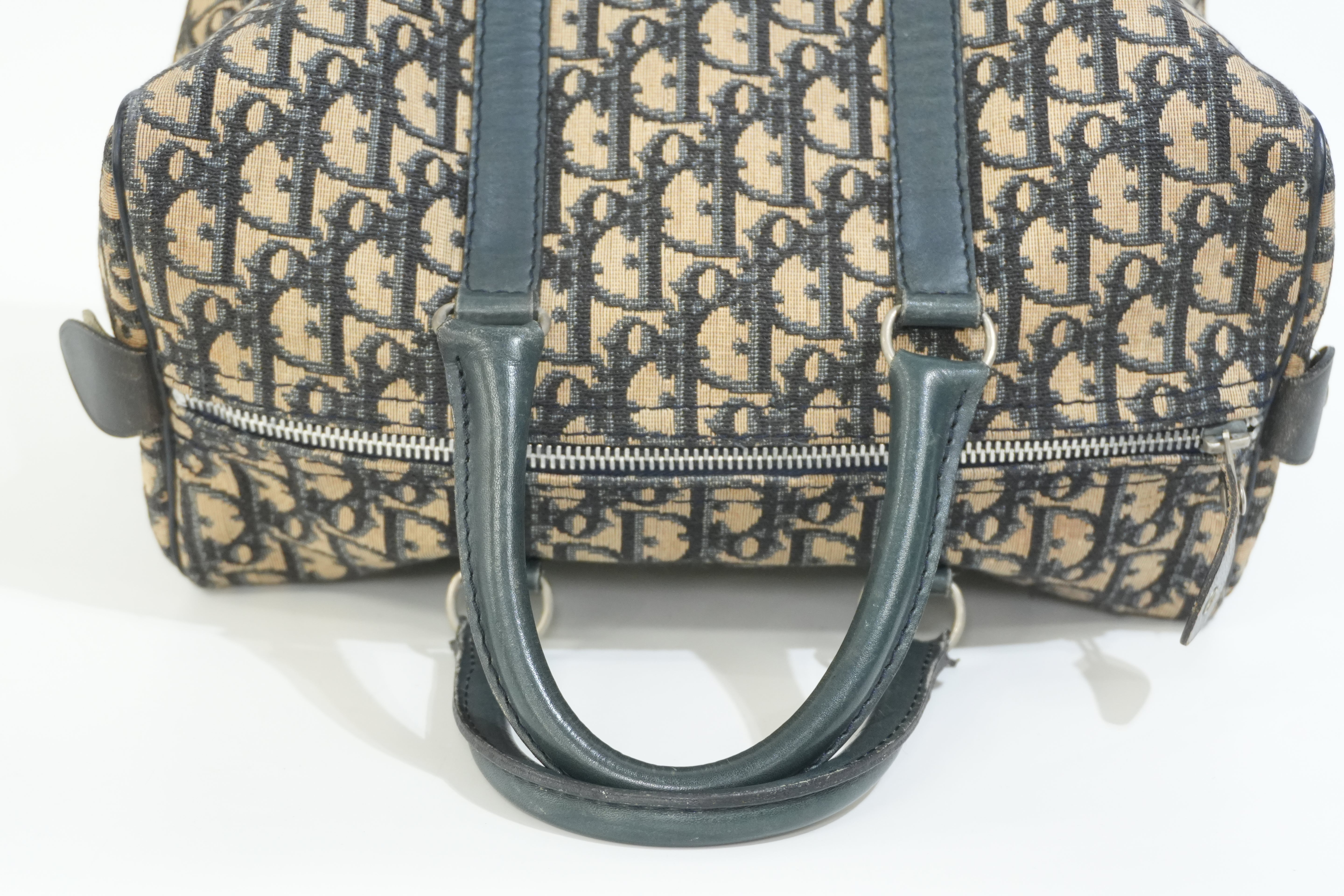 Pre-owned Dior Oblique Boston Handbag Blue