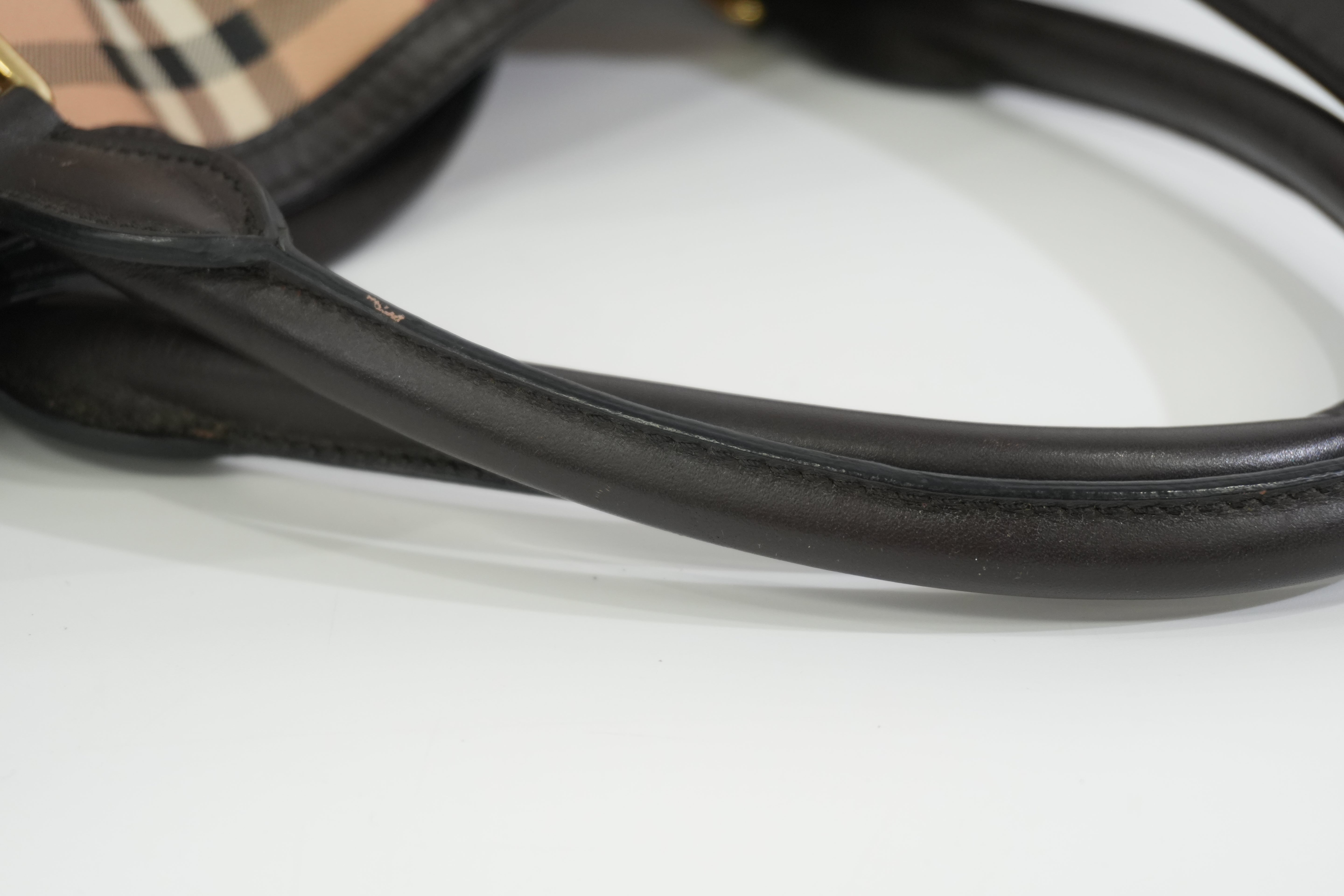 Pre-owned Burberry Haymarket Check Golderton Tote Bag Beige