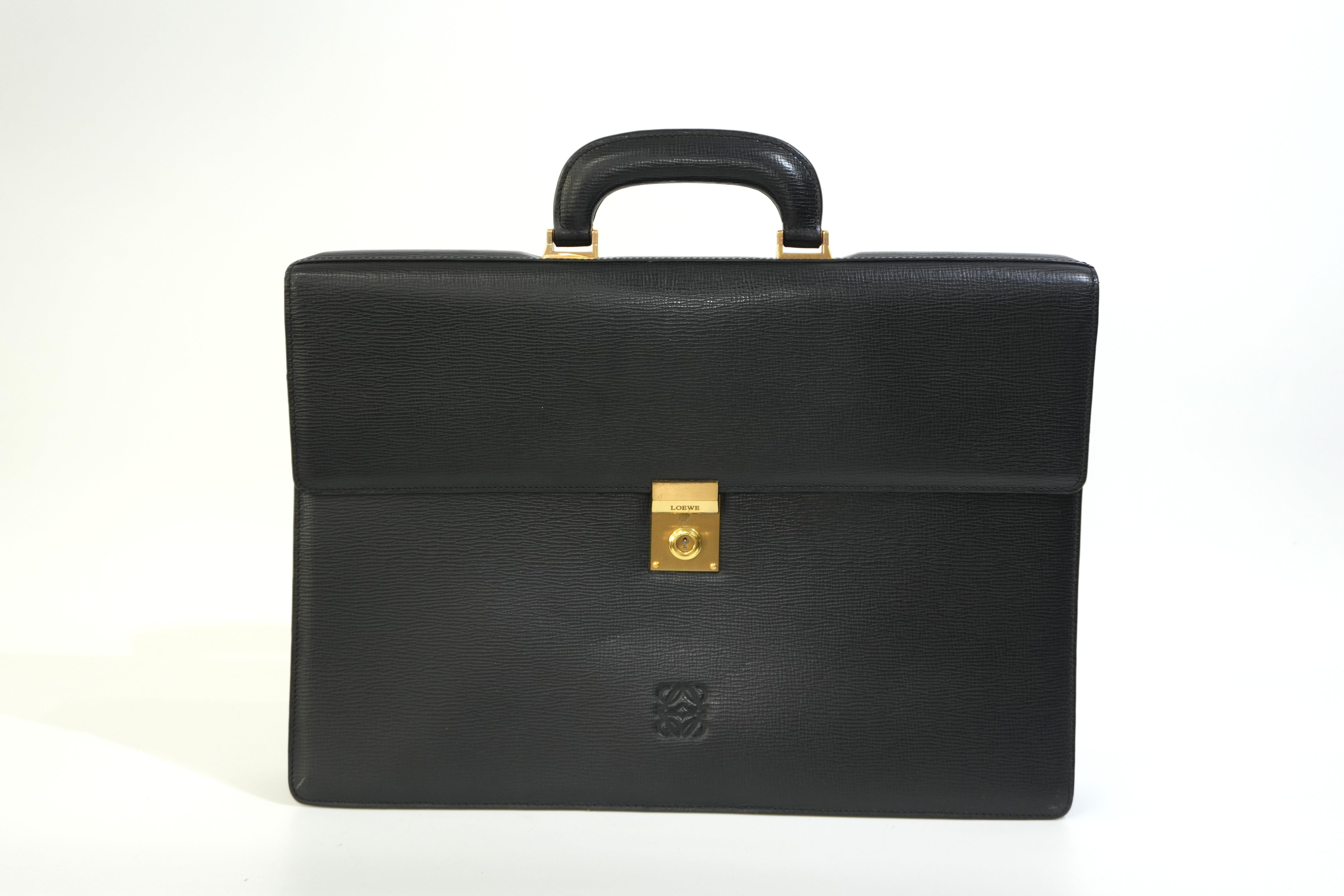 Pre-owned Loewe Leather Briefcase Handbag Black