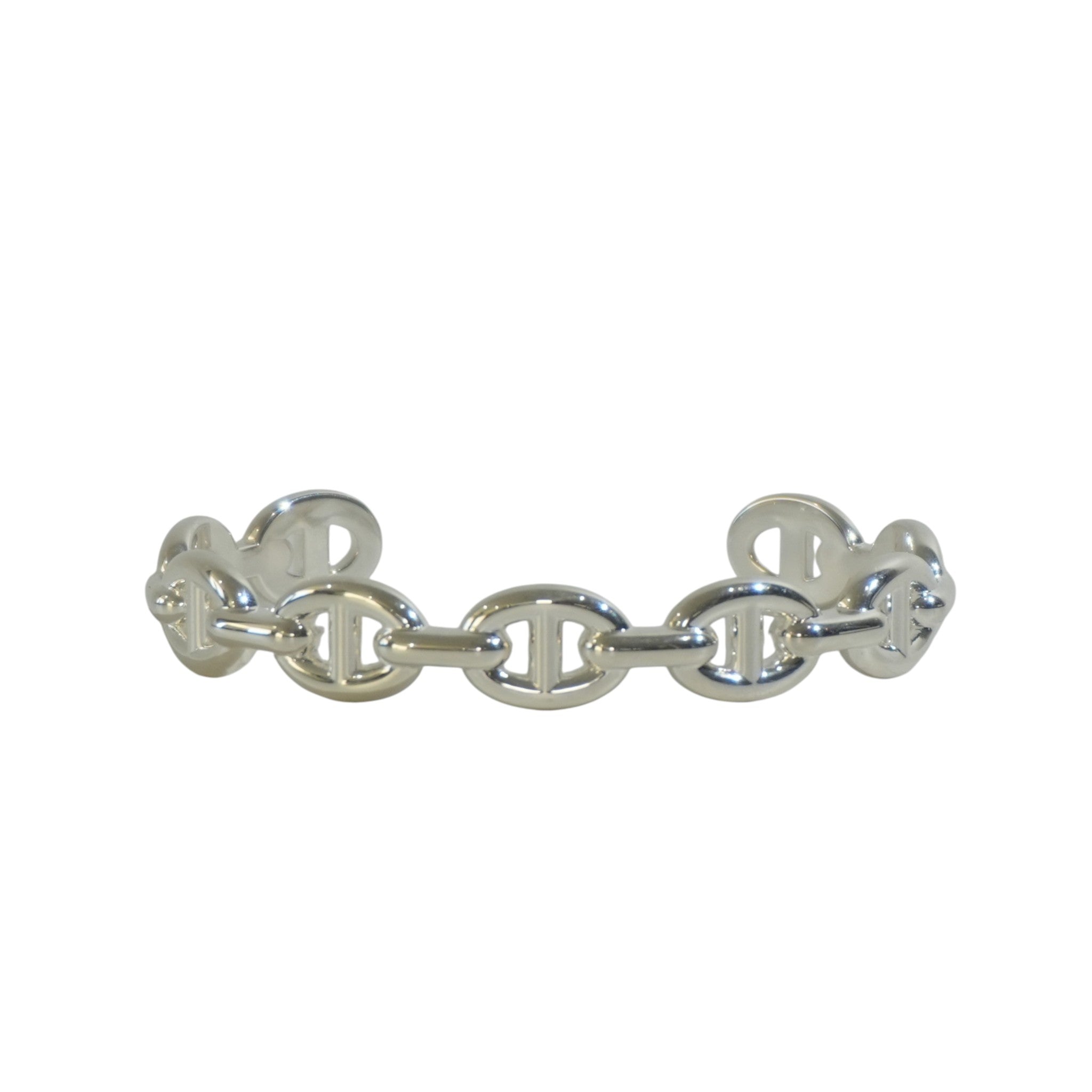 Pre-owned Hermes Chain d'Ancre Bangle Silver tone
